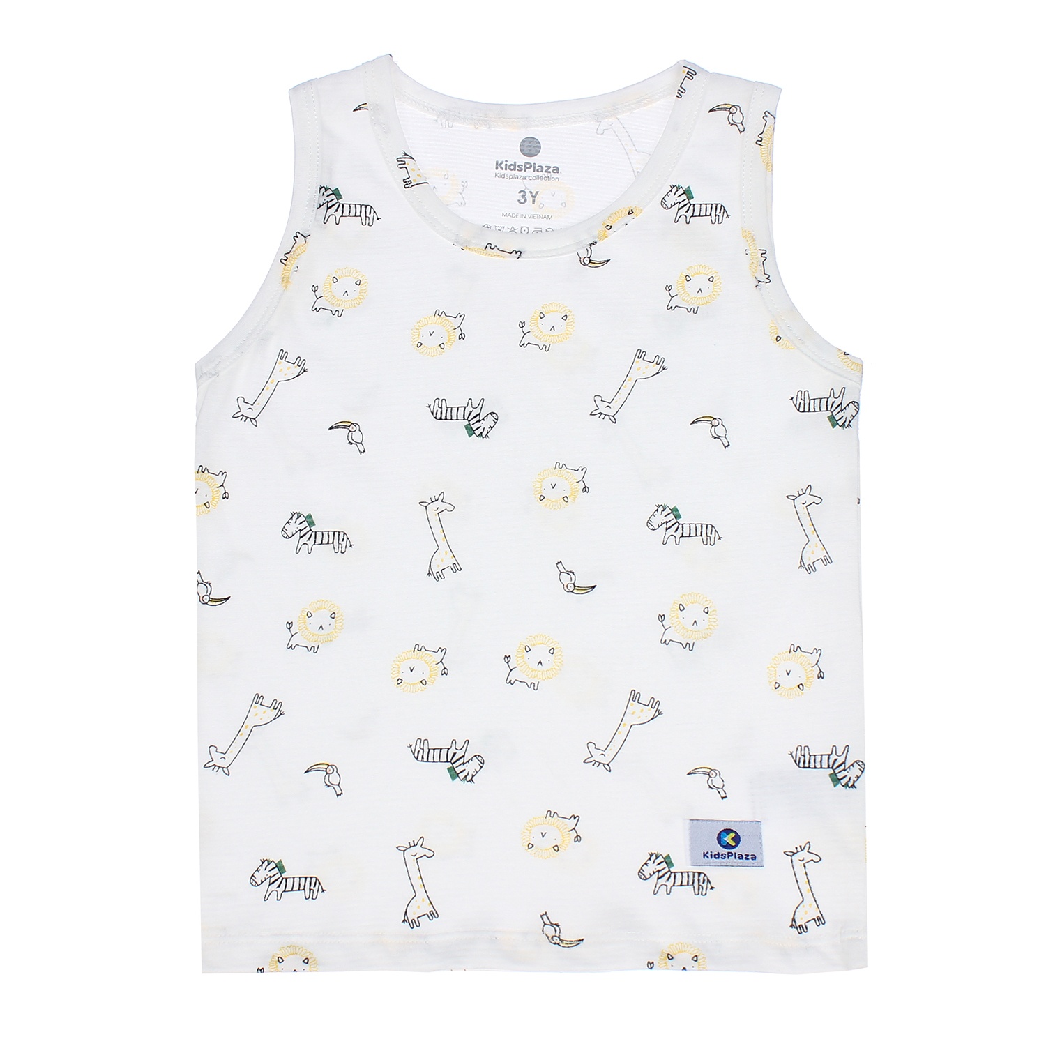 Bộ quần áo ba lỗ bé trai  Kidsplaza kẻ in hình thú cưng M21H hình 2