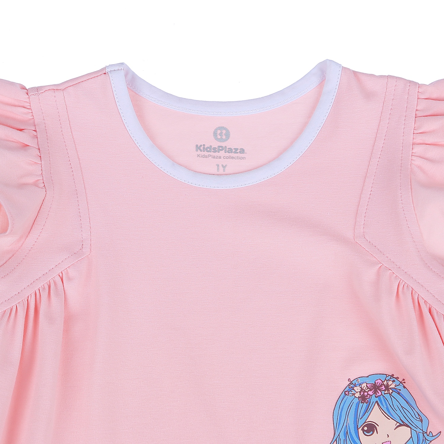 Bộ quần áo cộc tay bé gái có túi in hình Nàng Tiên Cá KidsPlaza BH21H (Cam) hình 3