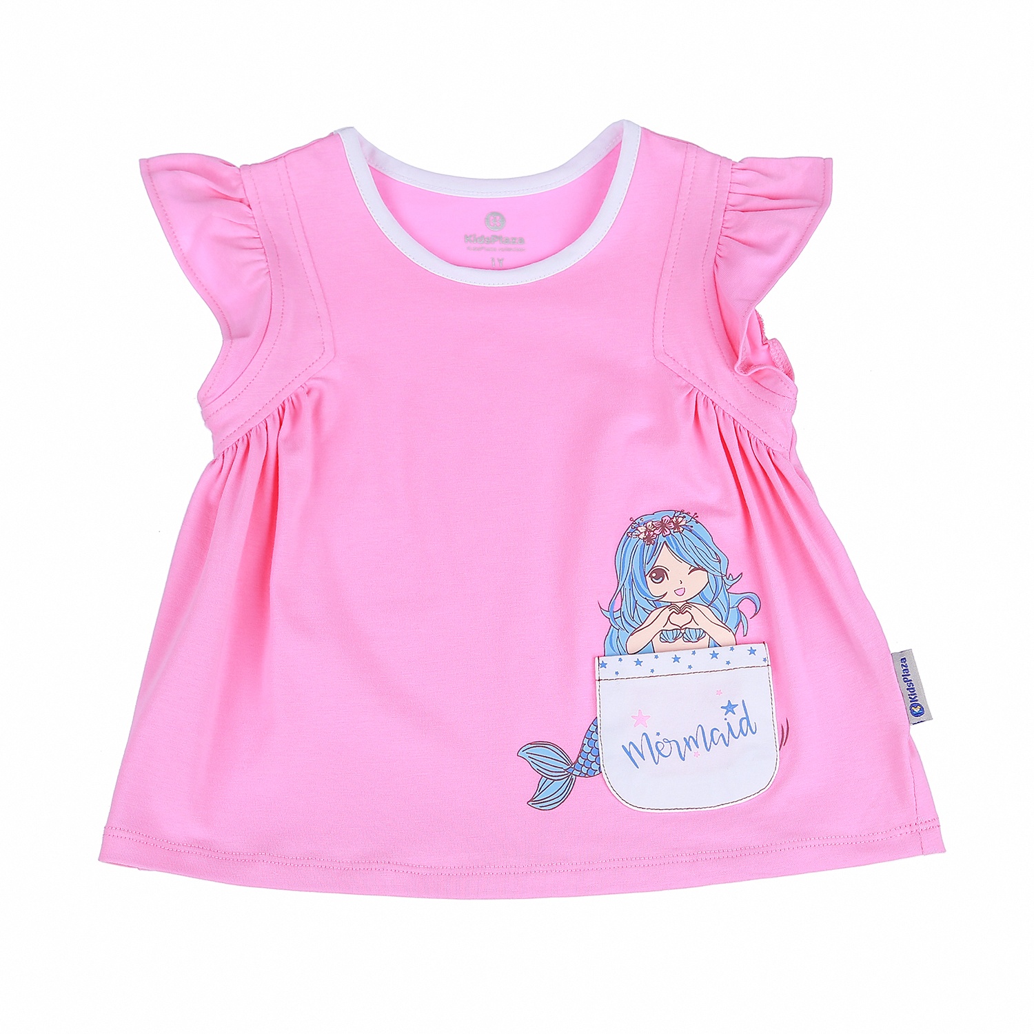 Bộ quần áo cộc tay bé gái có túi in hình Nàng Tiên Cá KidsPlaza BH21H (Hồng) hình 2