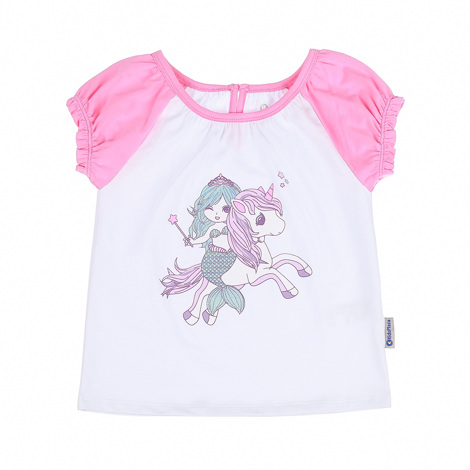 Bộ quần áo cộc tay bé gái KidsPlaza họa tiết Nàng Tiên Cá cưỡi Ngựa BH21H (Trắng Hồng) hình 2