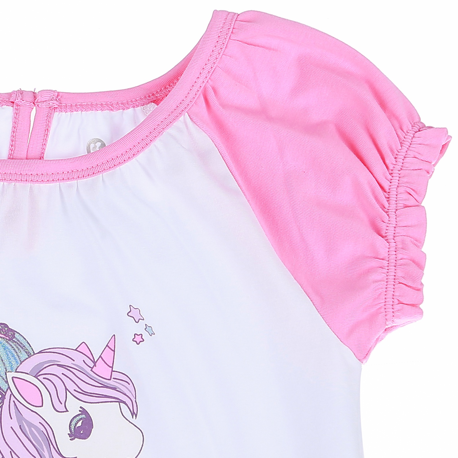 Bộ quần áo cộc tay bé gái KidsPlaza họa tiết Nàng Tiên Cá cưỡi Ngựa BH21H (Trắng Hồng) hình 4