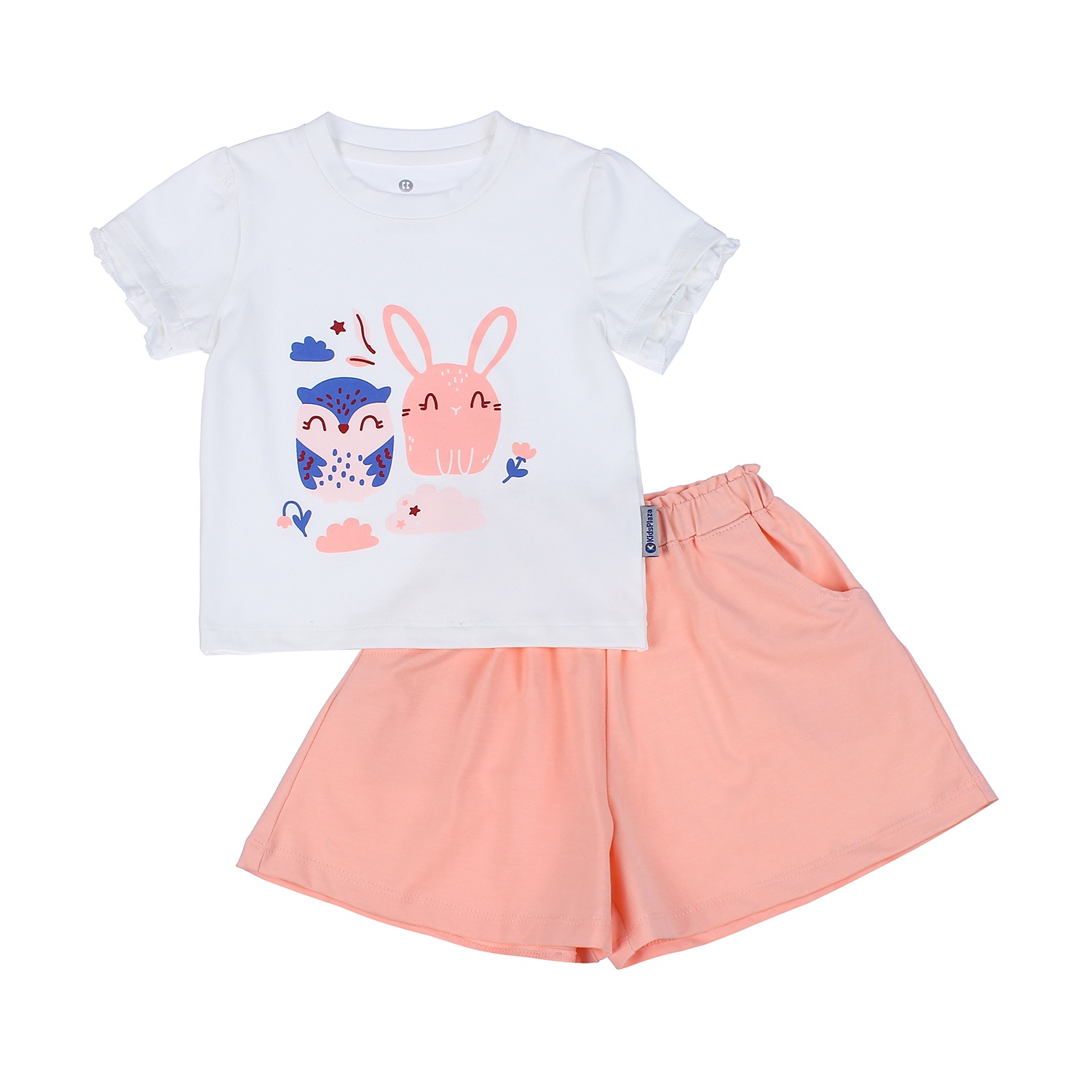 Bộ quần áo cộc tay bé gái KidsPlaza in hình Cú & Thỏ TT21H hình 1