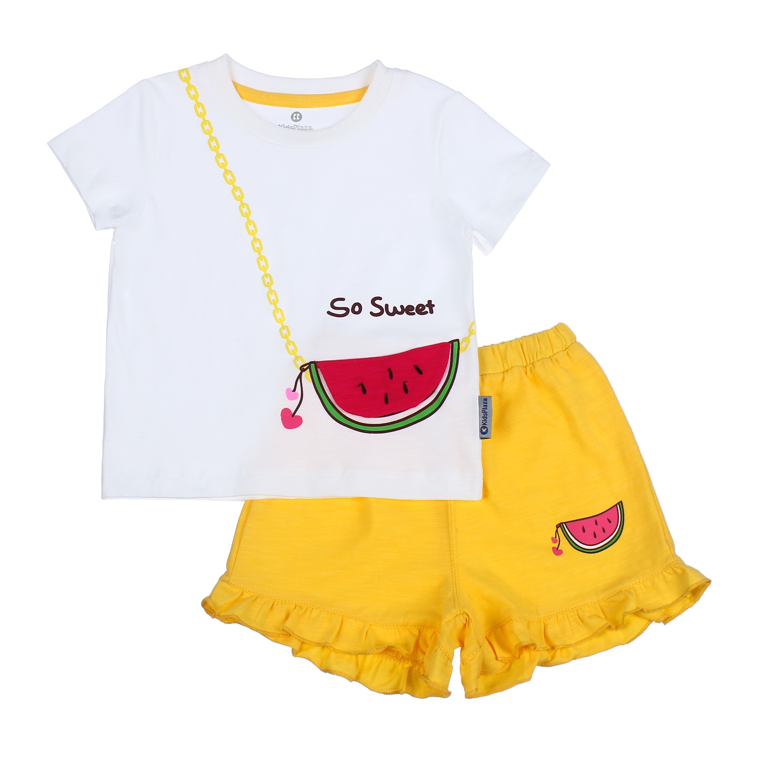 Bộ quần áo cộc tay bé gái KidsPlaza in hình Dưa Hấu TT21H (Trắng) hình 1