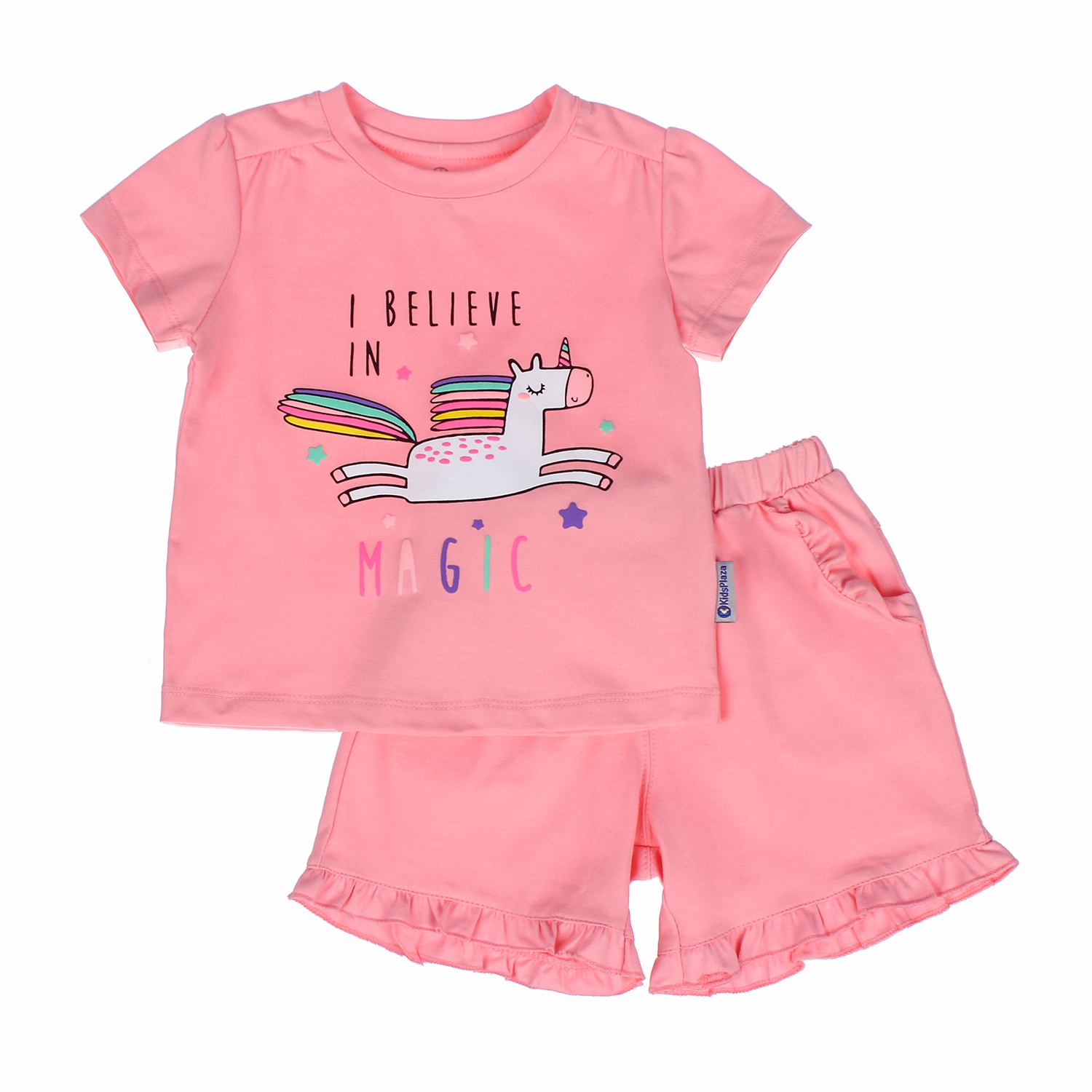 Bộ quần áo cộc tay bé gái KidsPlaza in hình Kỳ Lân TT21H (Hồng) hình 1