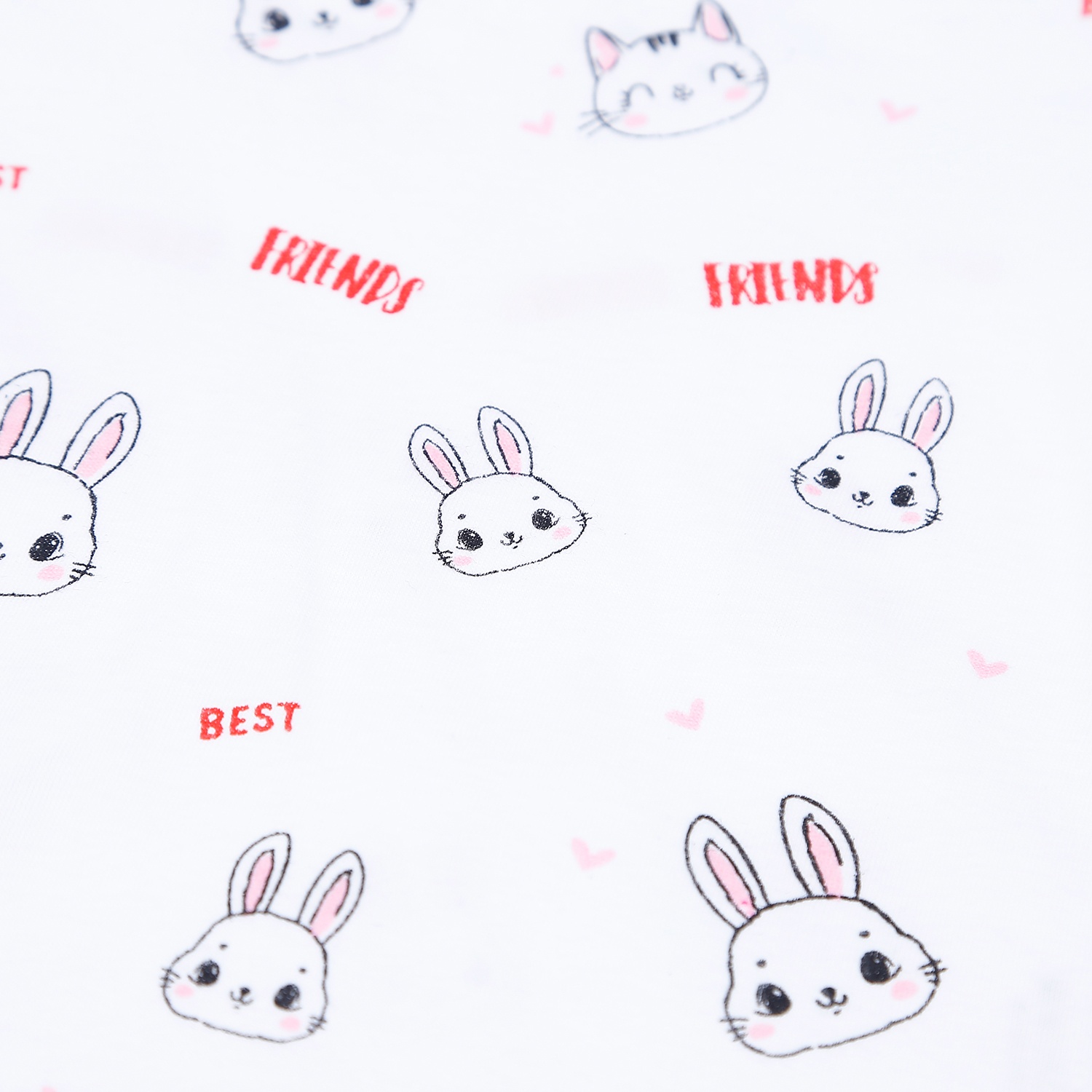 Bộ quần áo cộc tay bé gái KidsPlaza in hình Mèo Thỏ LN21T (Trắng Hồng) hình 4