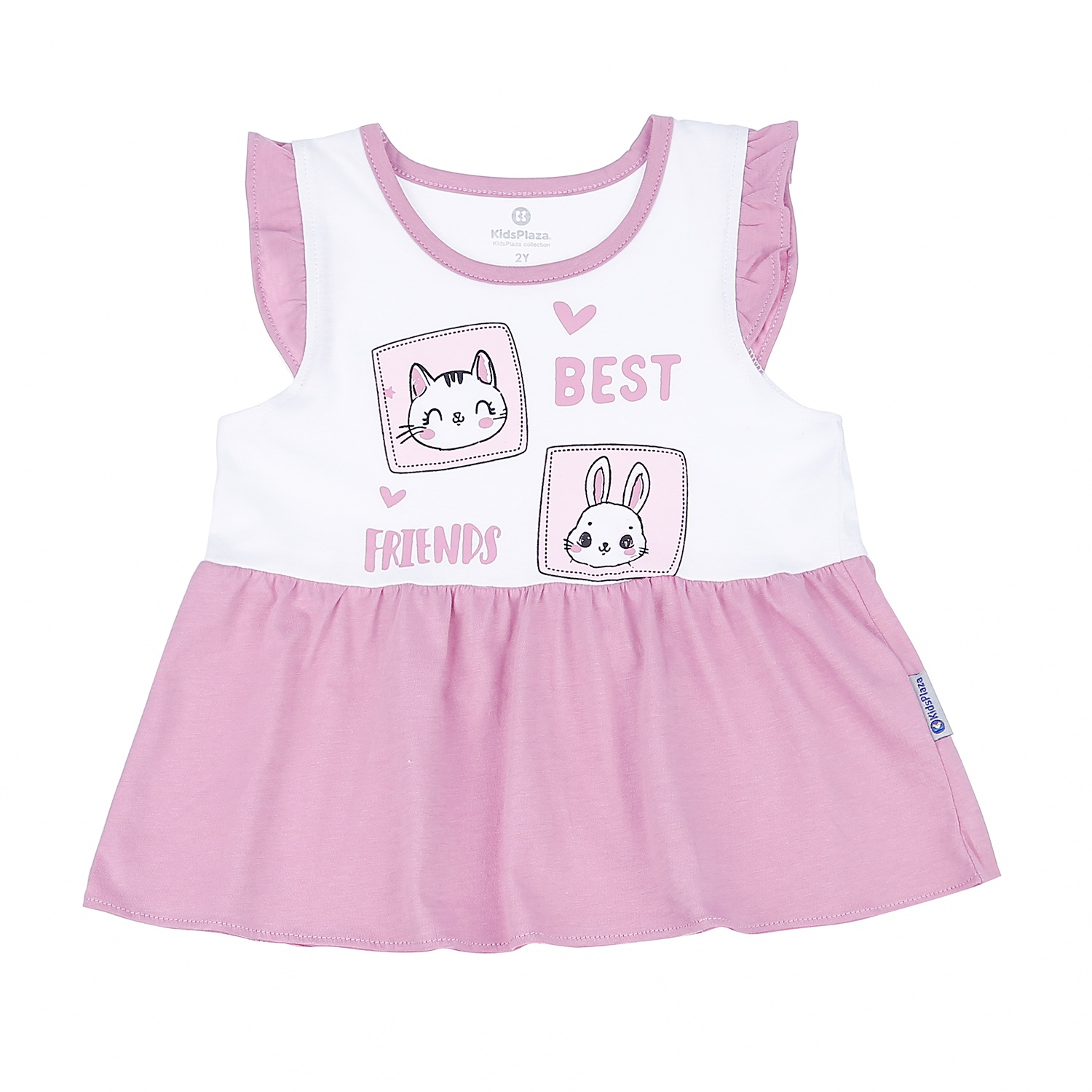 Bộ quần áo cộc tay bé gái KidsPlaza in hình Mèo Thỏ LN21T (Trắng Tím) hình 6