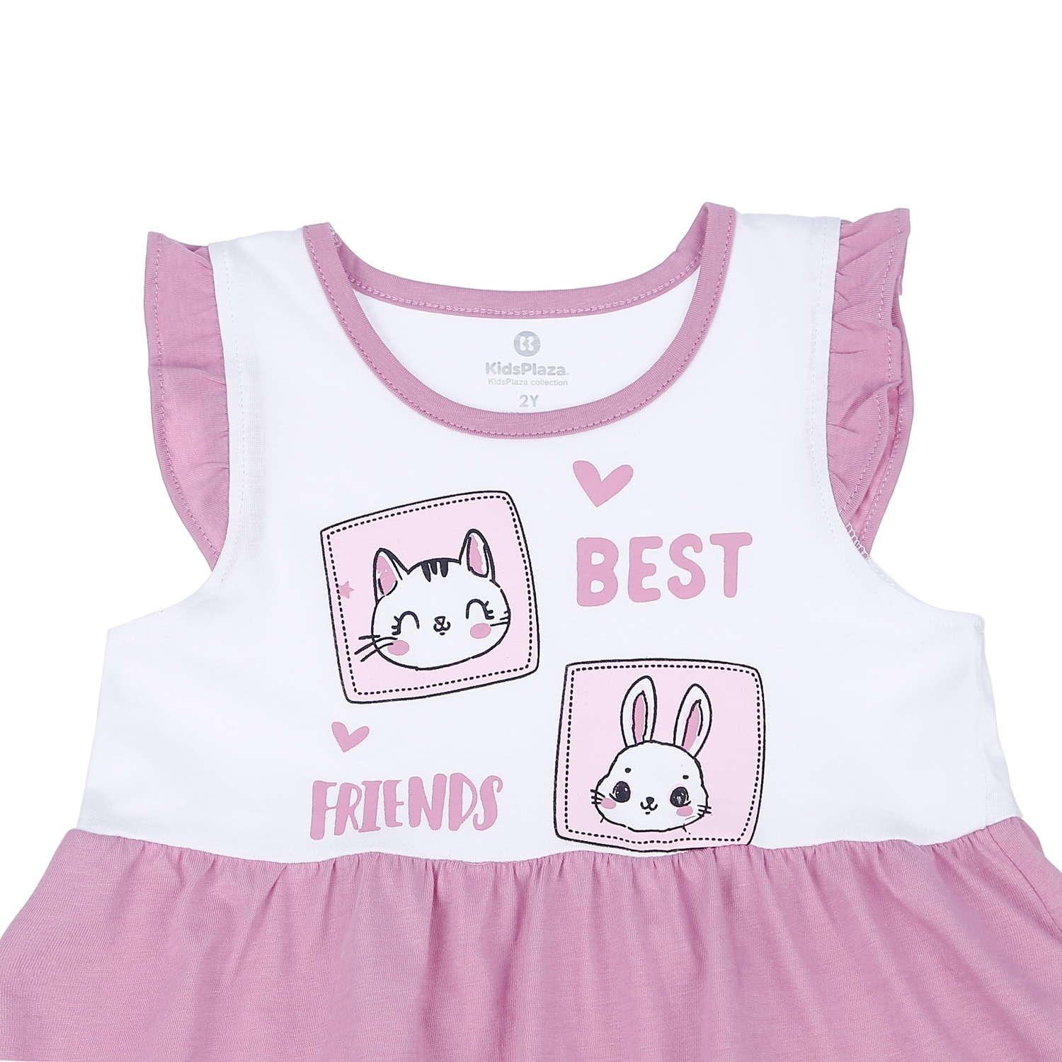 Bộ quần áo cộc tay bé gái KidsPlaza in hình Mèo Thỏ LN21T (Trắng Tím) hình 2