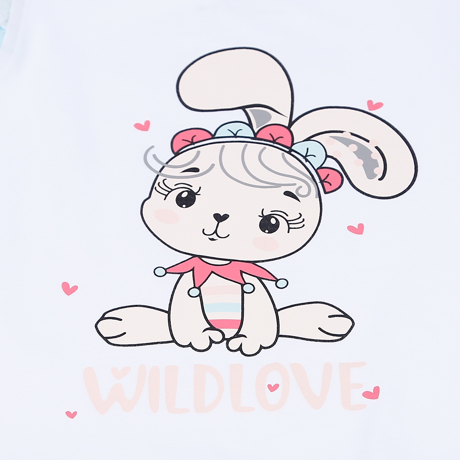 Bộ quần áo cộc tay bé gái KidsPlaza in hình Thỏ Wild Love BH21H hình 4