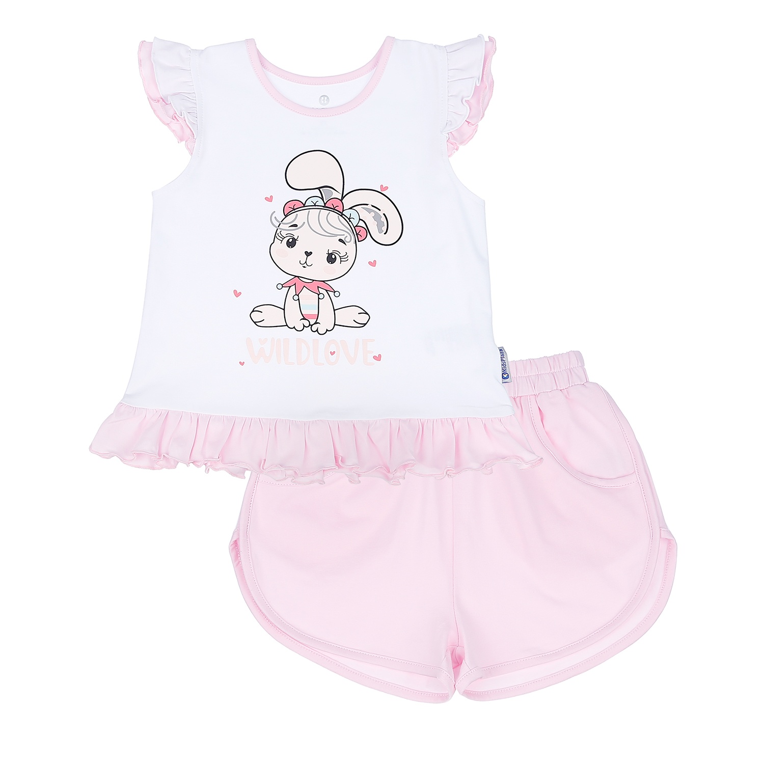 Bộ quần áo cộc tay bé gái KidsPlaza in hình Thỏ Wild Love BH21H hình 6