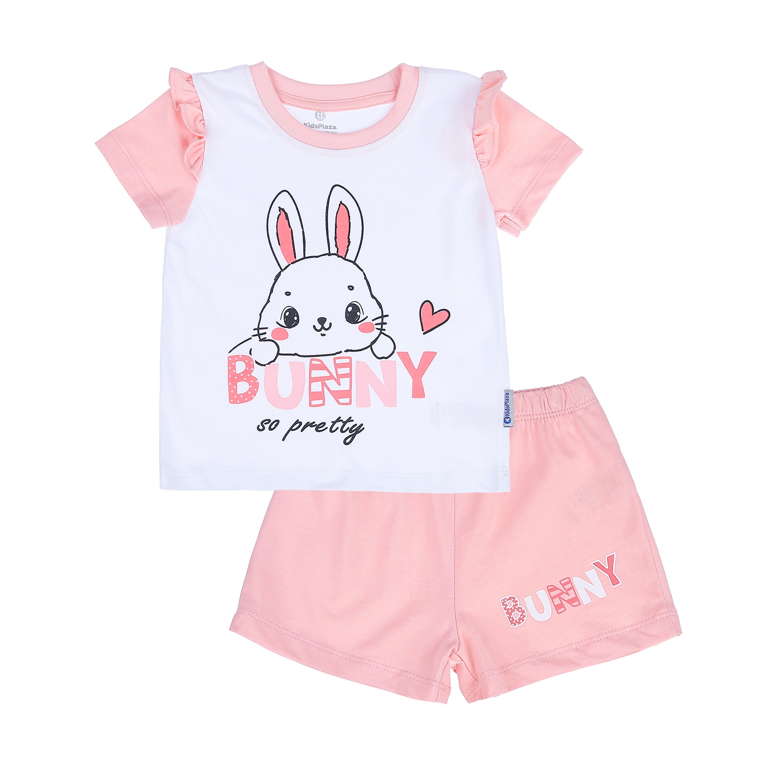 Bộ quần áo cộc tay bé gái KidsPlaza in hình Thỏ Bunny LN21T (Trắng Hồng) hình 1