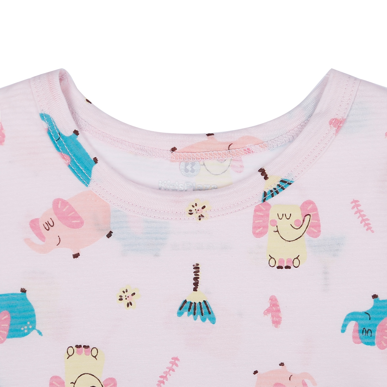 Bộ quần áo cộc tay bé gái Kidsplaza kẻ ngang in hình voi M21H (Hồng) hình 3