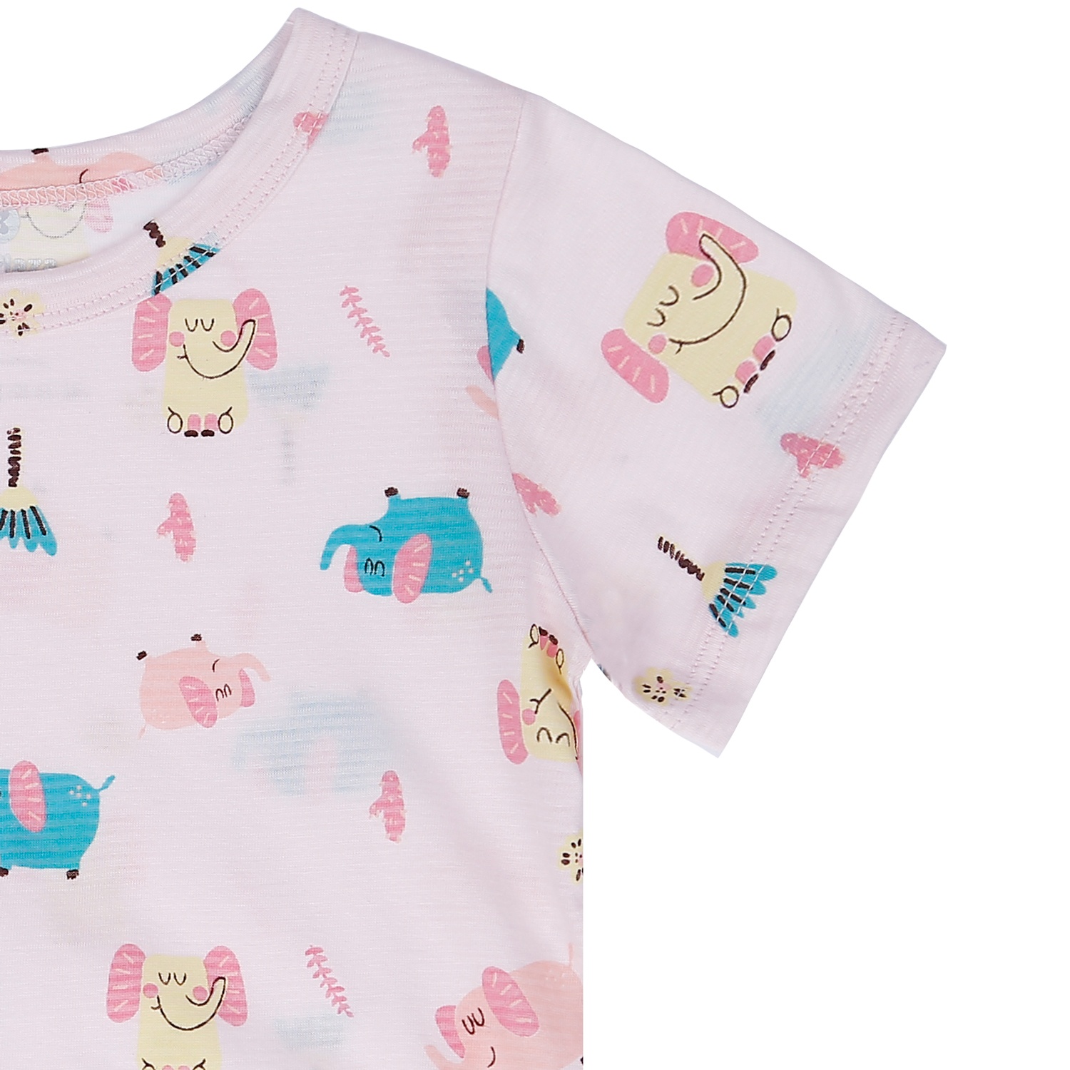 Bộ quần áo cộc tay bé gái Kidsplaza kẻ ngang in hình voi M21H (Hồng) hình 4