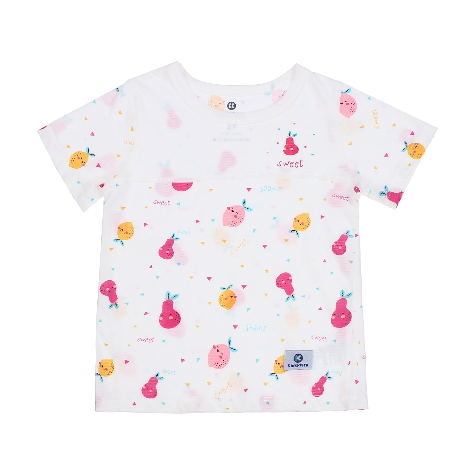 Bộ quần áo cộc tay bé gái Kidsplaza kẻ phối in hình quả M21H hình 2