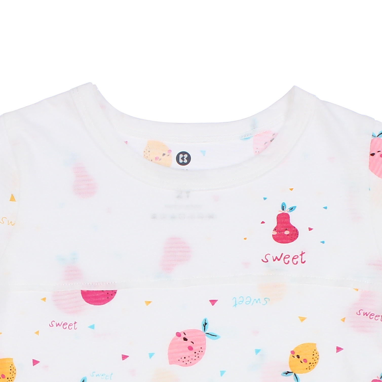 Bộ quần áo cộc tay bé gái Kidsplaza kẻ phối in hình quả M21H hình 3