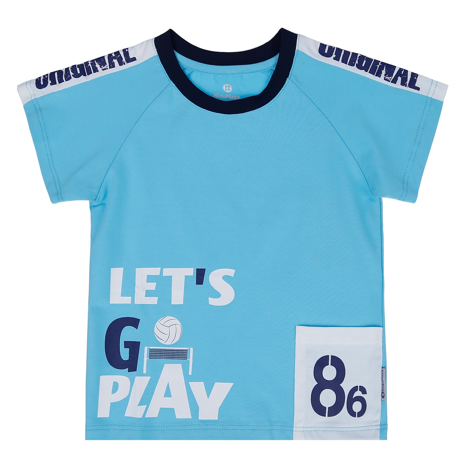 Bộ quần áo cộc tay bé trai KidsPlaza có túi in hình chữ số 86 TT21H (Xanh Dương) hình 2