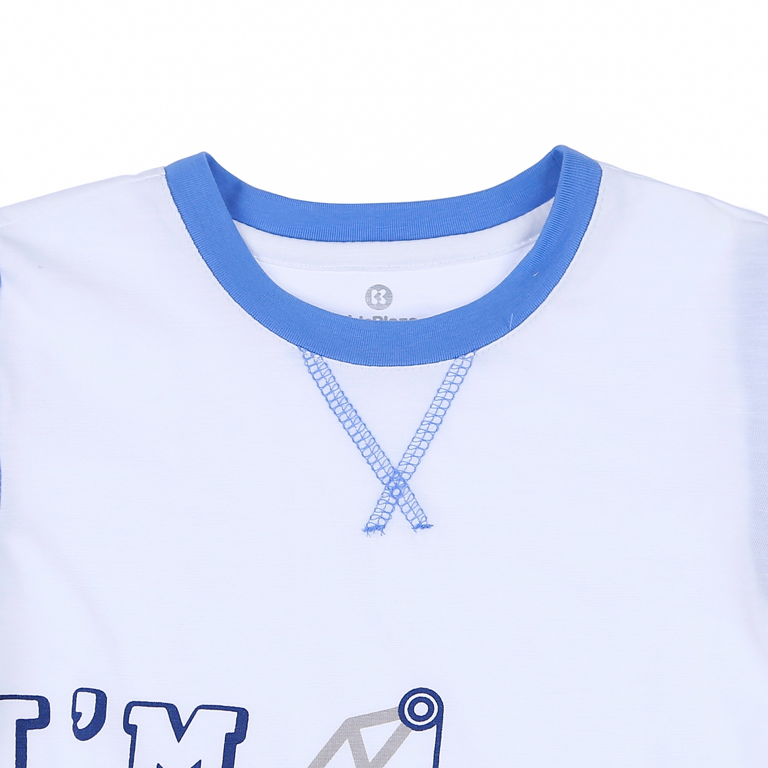 Bộ quần áo cộc tay bé trai KidsPlaza dập in hình chữ I'm Cars TT21H (Trắng Xanh) hình 3