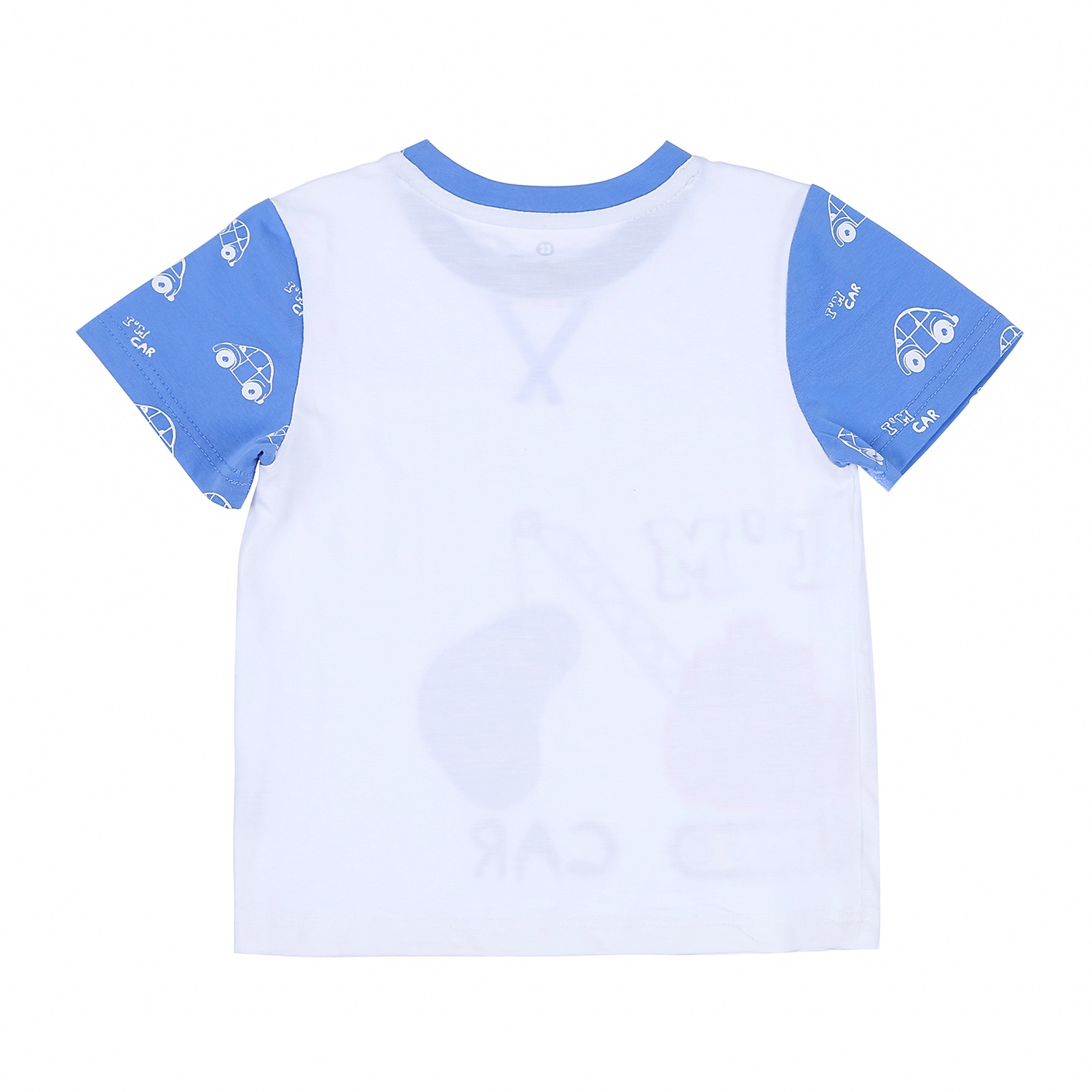 Bộ quần áo cộc tay bé trai KidsPlaza dập in hình chữ I'm Cars TT21H (Trắng Xanh) hình 4