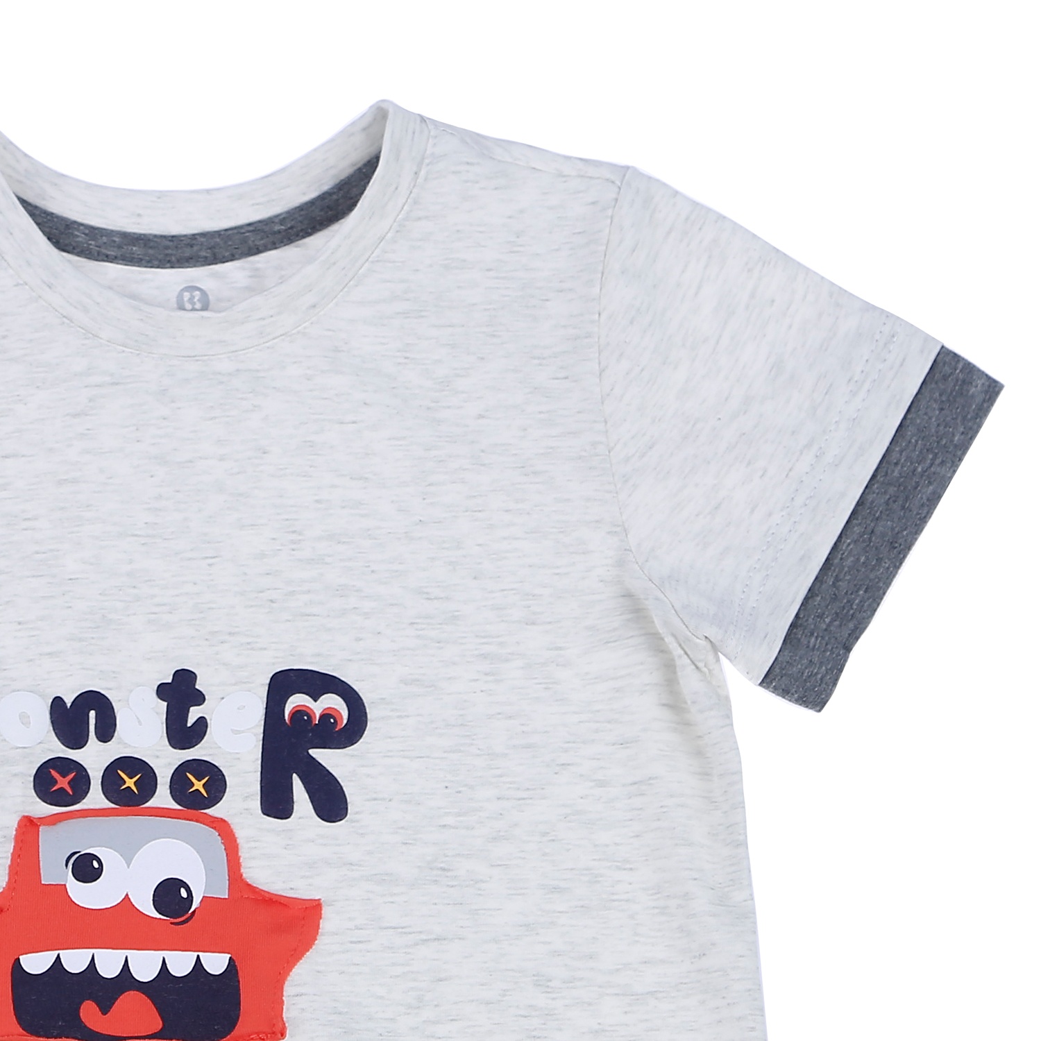 Bộ quần áo cộc tay bé trai KidsPlaza in hình Monster TT21H (Xám) hình 4