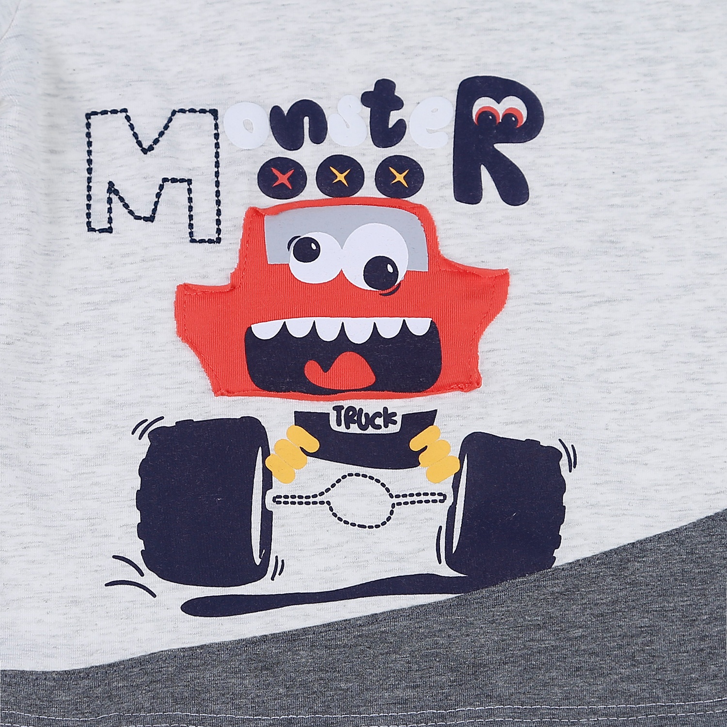 Bộ quần áo cộc tay bé trai KidsPlaza in hình Monster TT21H (Xám) hình 5