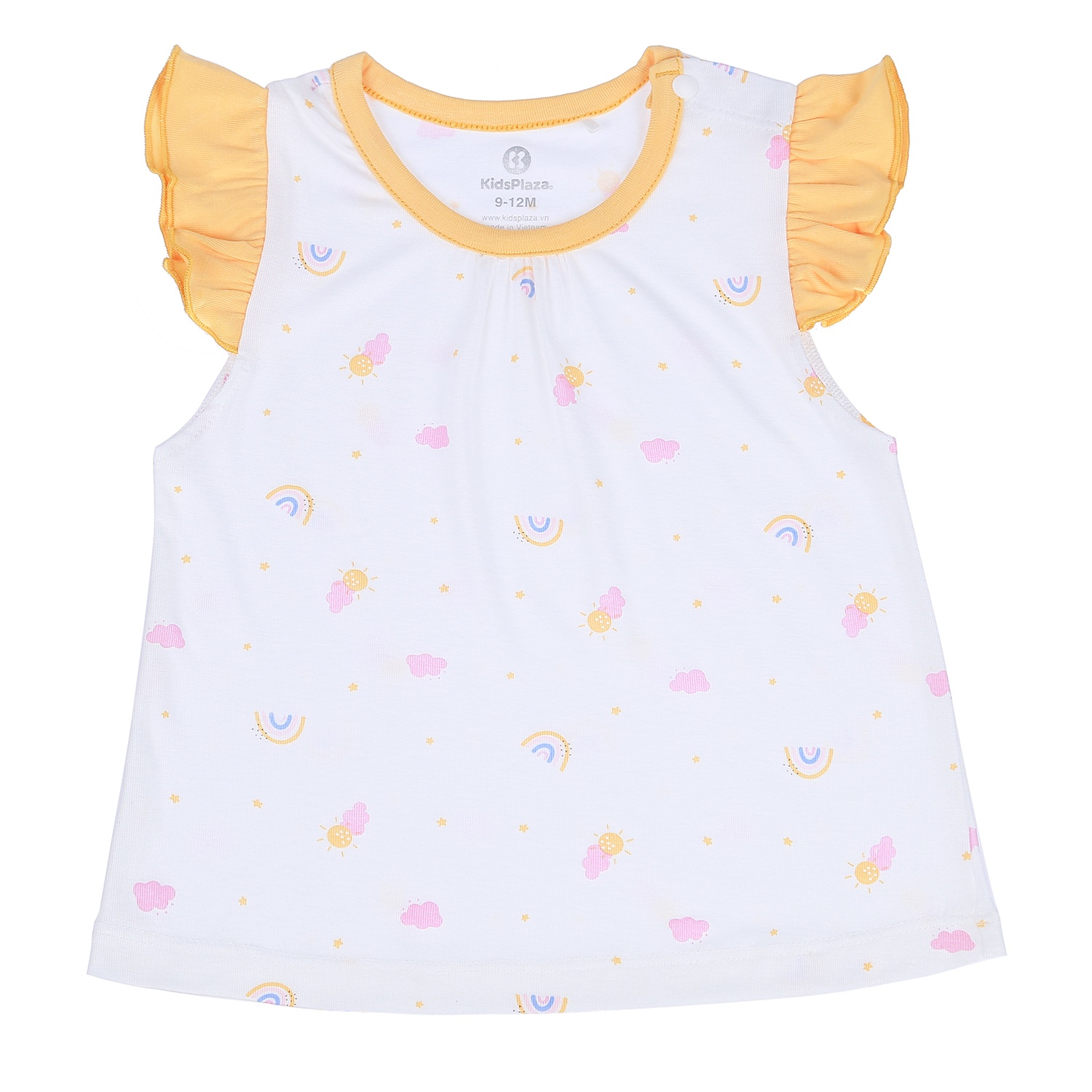 Bộ quần áo cộc tay cài vai Otis KidsPlaza in hình mây ND21H (Trắng Vàng) hình 2