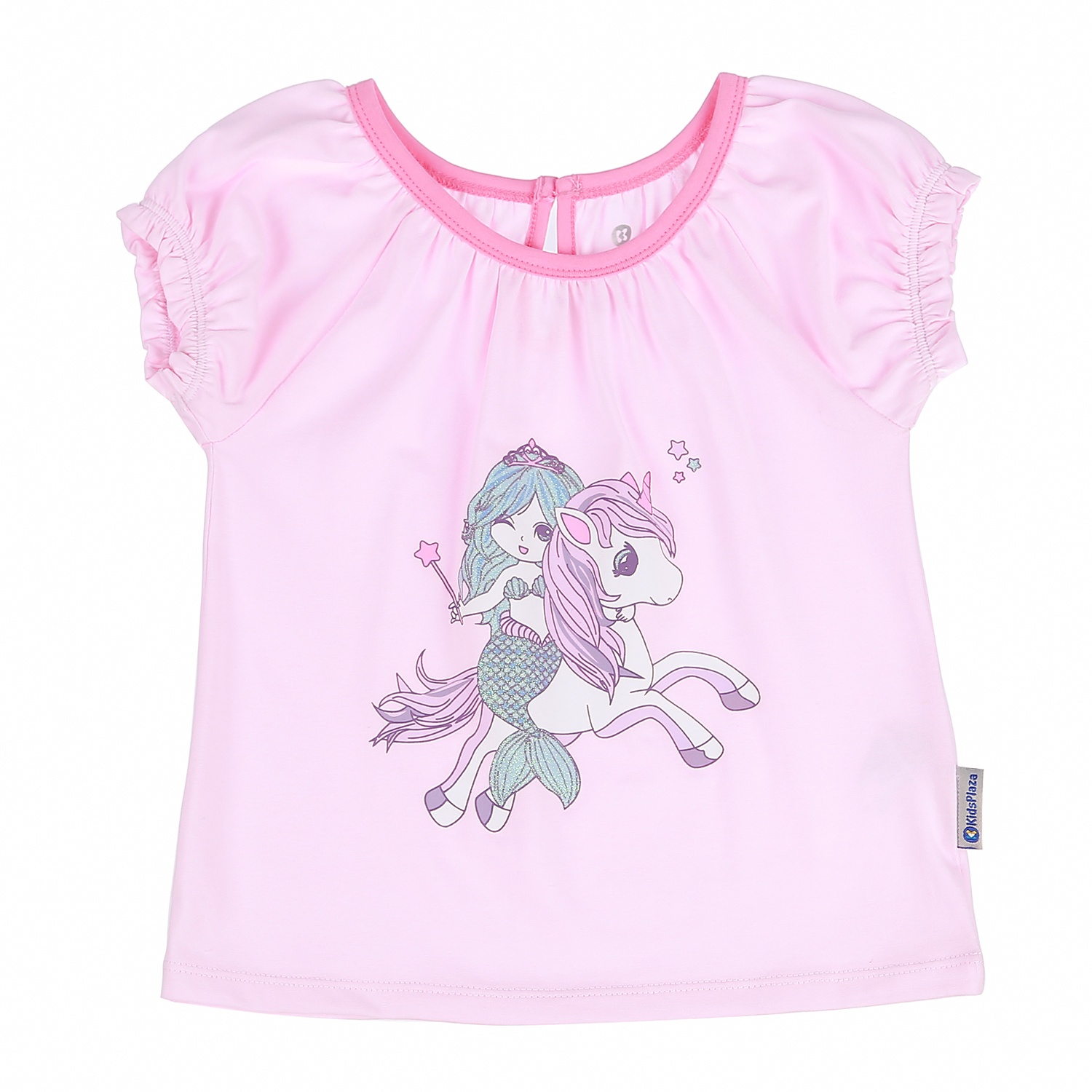 Bộ quần áo cộc tay cho bé gái KidsPlaza họa tiết Nàng Tiên Cá cưỡi Ngựa BH21H (Hồng) hình 2