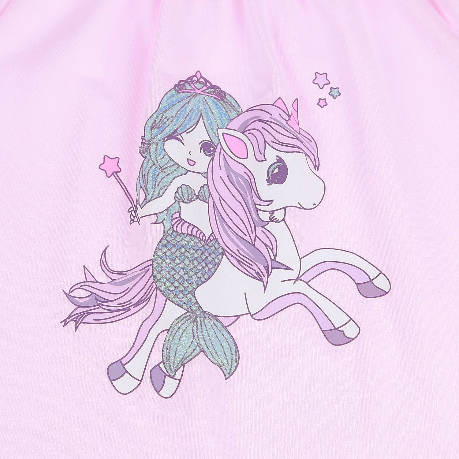 Bộ quần áo cộc tay cho bé gái KidsPlaza họa tiết Nàng Tiên Cá cưỡi Ngựa BH21H (Hồng) hình 4