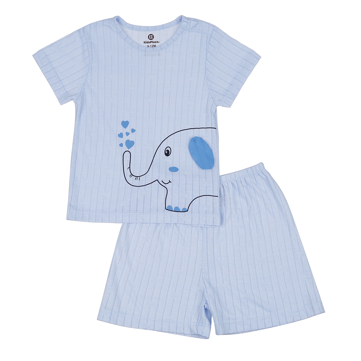 Bộ quần áo cộc tay  KidsPlaza cài vai in hình voi HN21H (Xanh Dương) hình 1