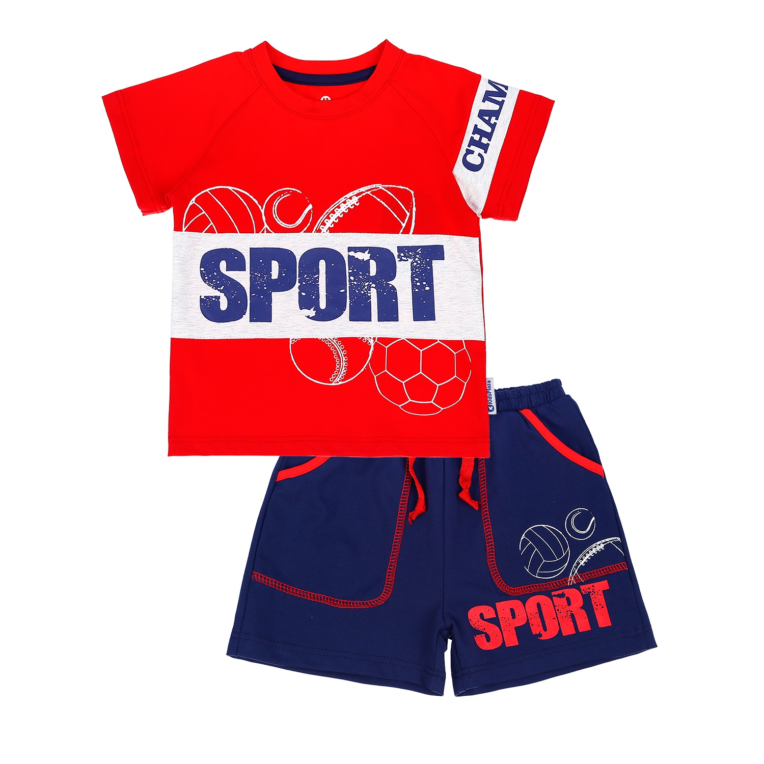 Bộ quần áo cộc tay thời trang bé trai KidsPlaza họa tiết SPORT TT21H (Đỏ) hình 1