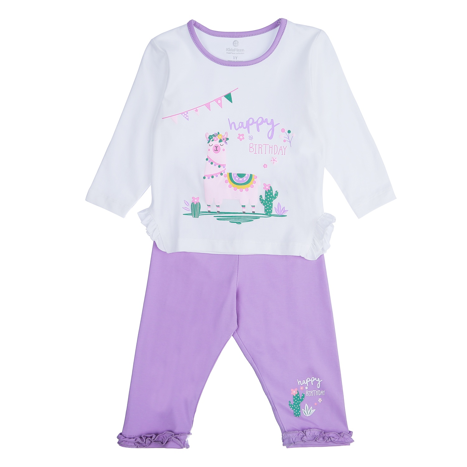 Bộ quần áo dài tay bé gái KidsPlaza in happy TT21T (Trắng) hình 1