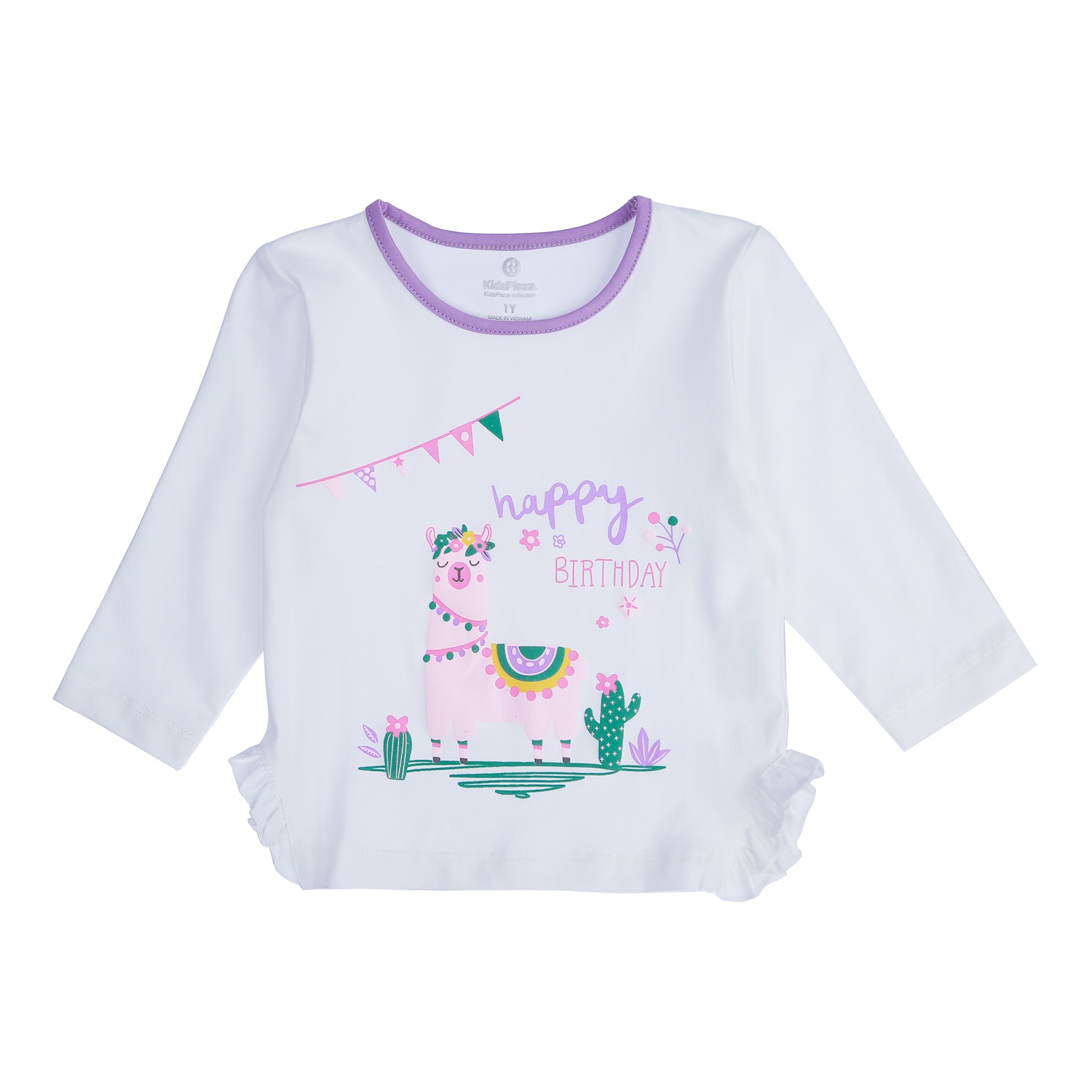 Bộ quần áo dài tay bé gái KidsPlaza in happy TT21T (Trắng) hình 2