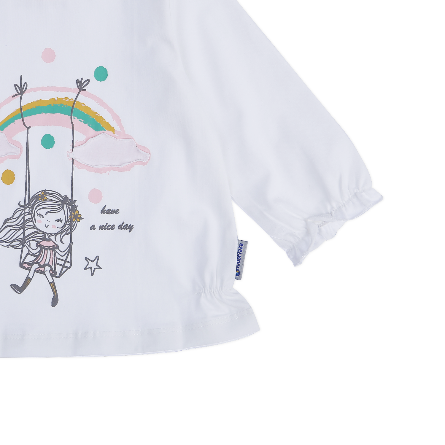 Bộ quần áo dài tay bé gái KidsPlaza in hình cô bé TT21T (Trắng) hình 3