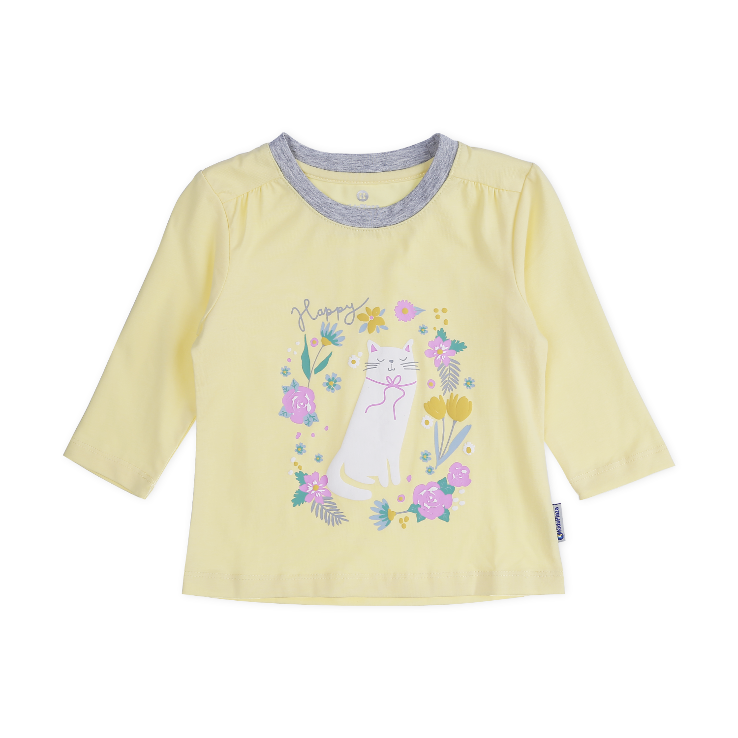 Bộ quần áo dài tay bé gái KidsPlaza in hình con mèo TT21T (Vàng) hình 2