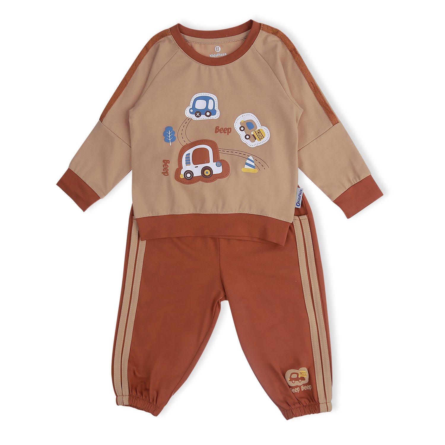 Bộ quần áo dài tay bé trai KidsPlaza in hình xe 2 beep TT21T (Be) hình 1