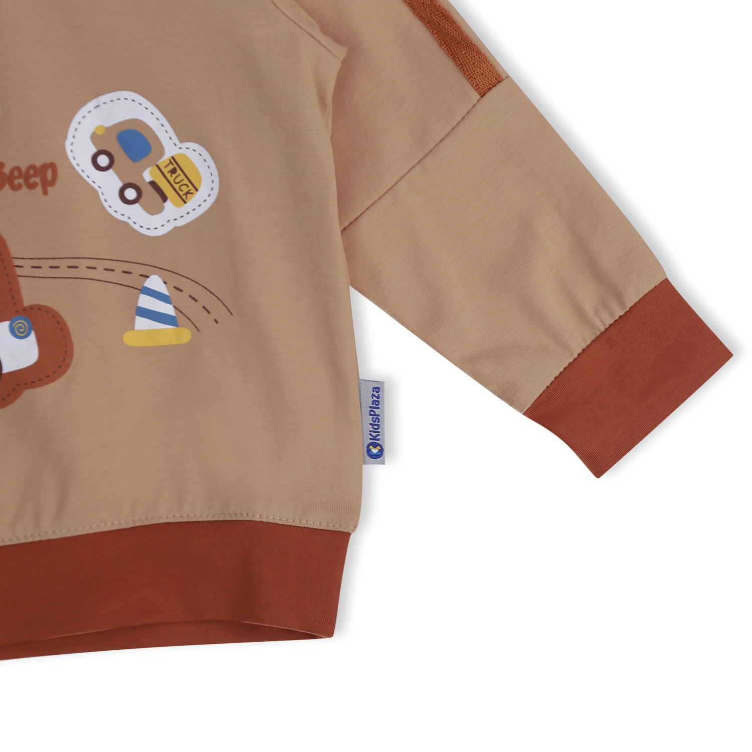 Bộ quần áo dài tay bé trai KidsPlaza in hình xe 2 beep TT21T (Be) hình 2