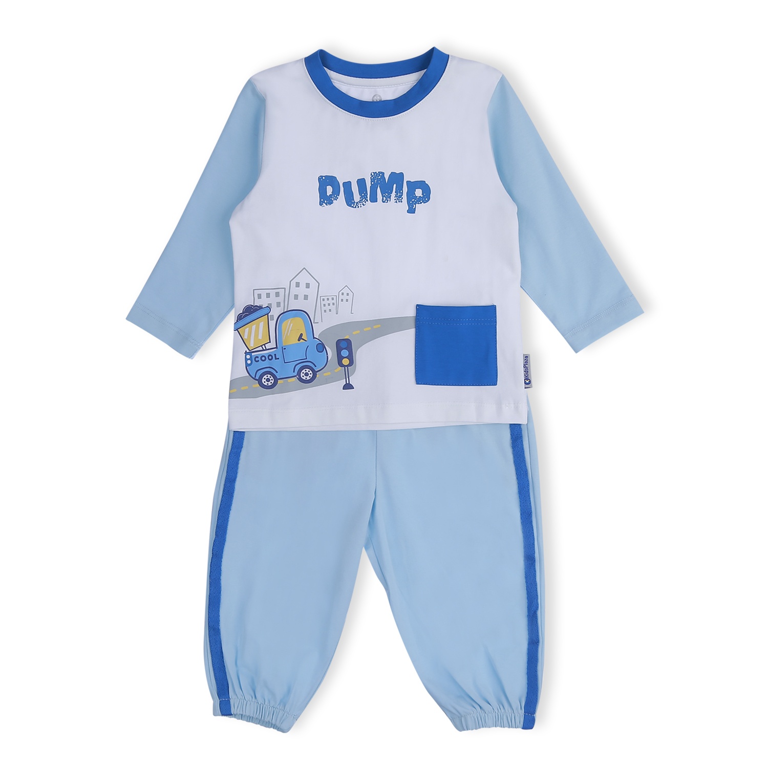 Bộ quần áo dài tay bé trai KidsPlaza in hình xe Dump TT21T (Xanh) hình 1