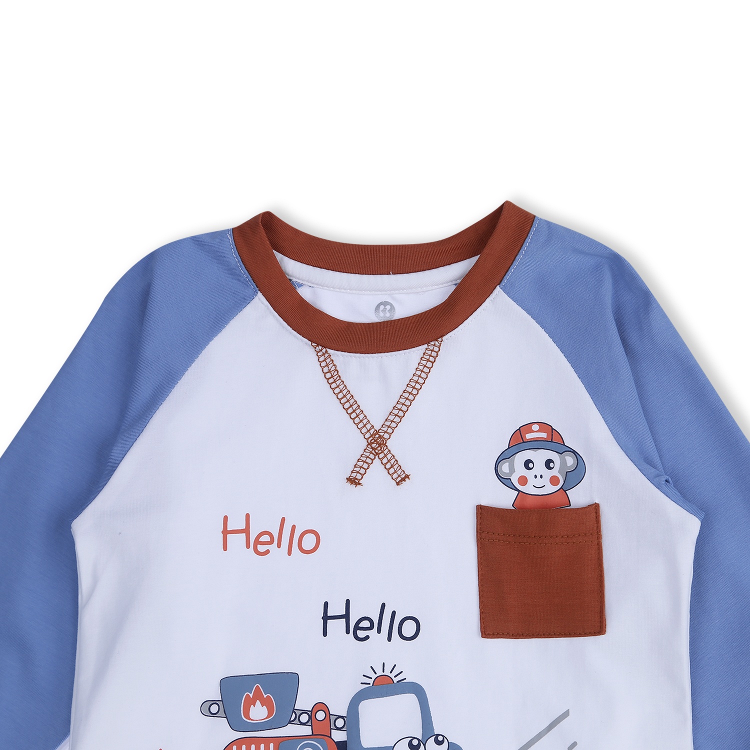 Bộ quần áo dài tay bé trai KidsPlaza in hình xe hello TT21T (Xanh) hình 2