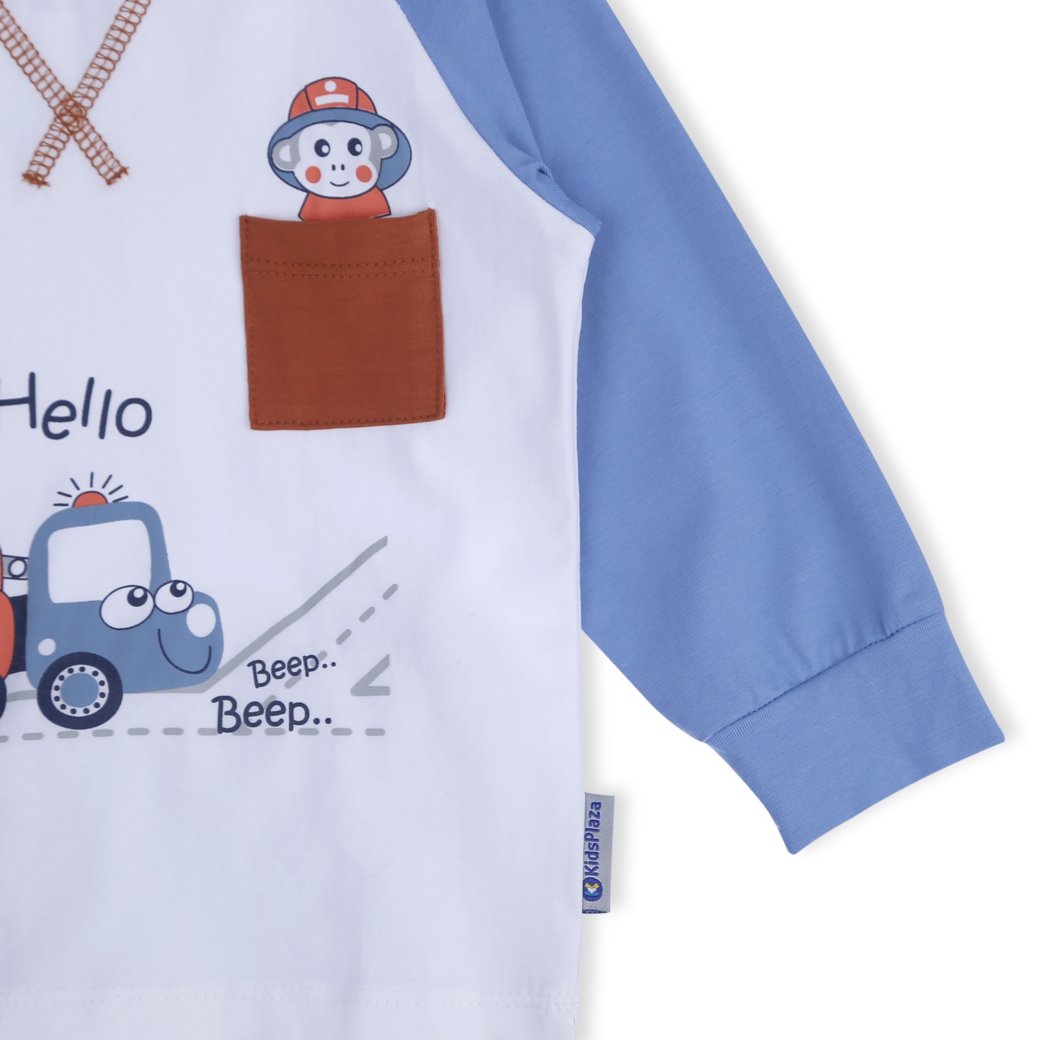 Bộ quần áo dài tay bé trai KidsPlaza in hình xe hello TT21T (Xanh) hình 3