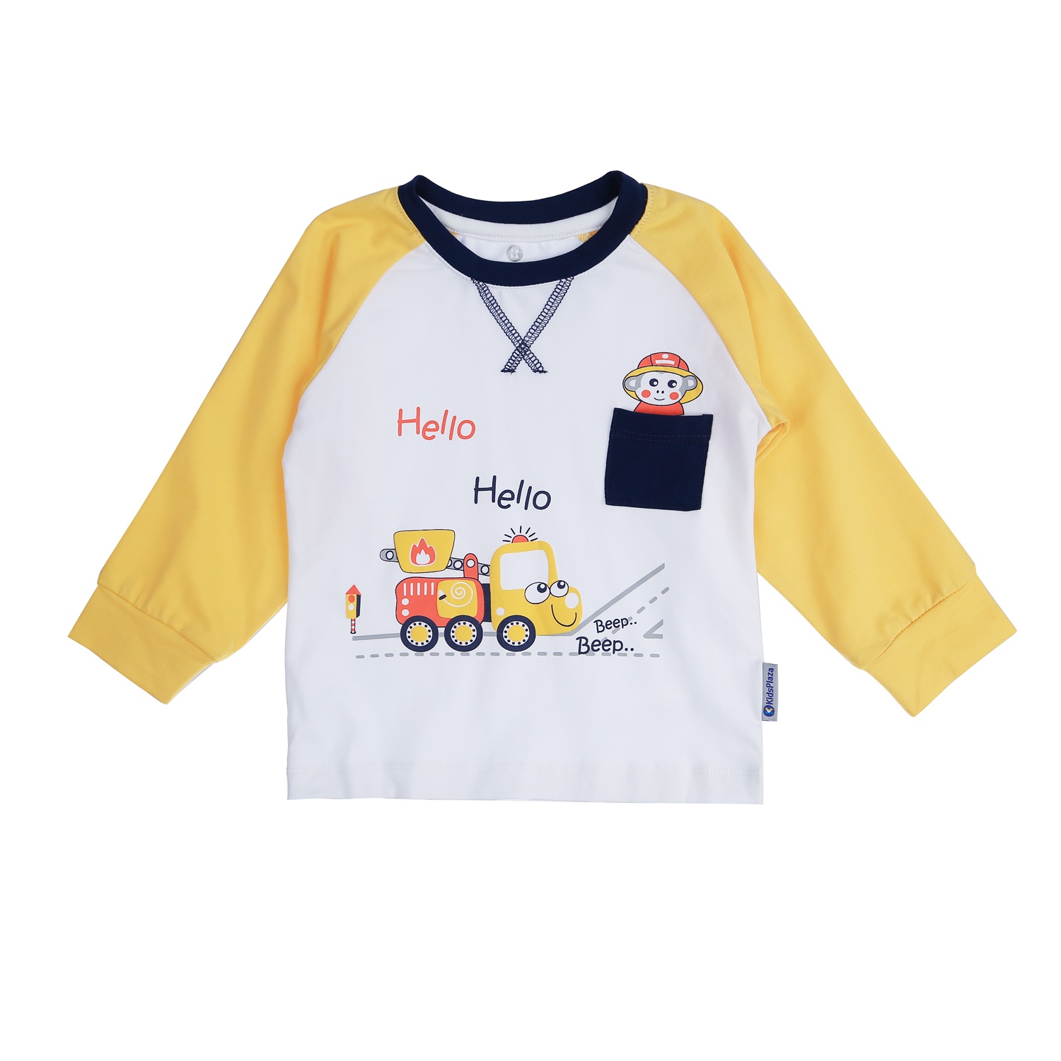 Bộ quần áo dài tay bé trai KidsPlaza in hình xe ô tô hello TT21T (Vàng) hình 2