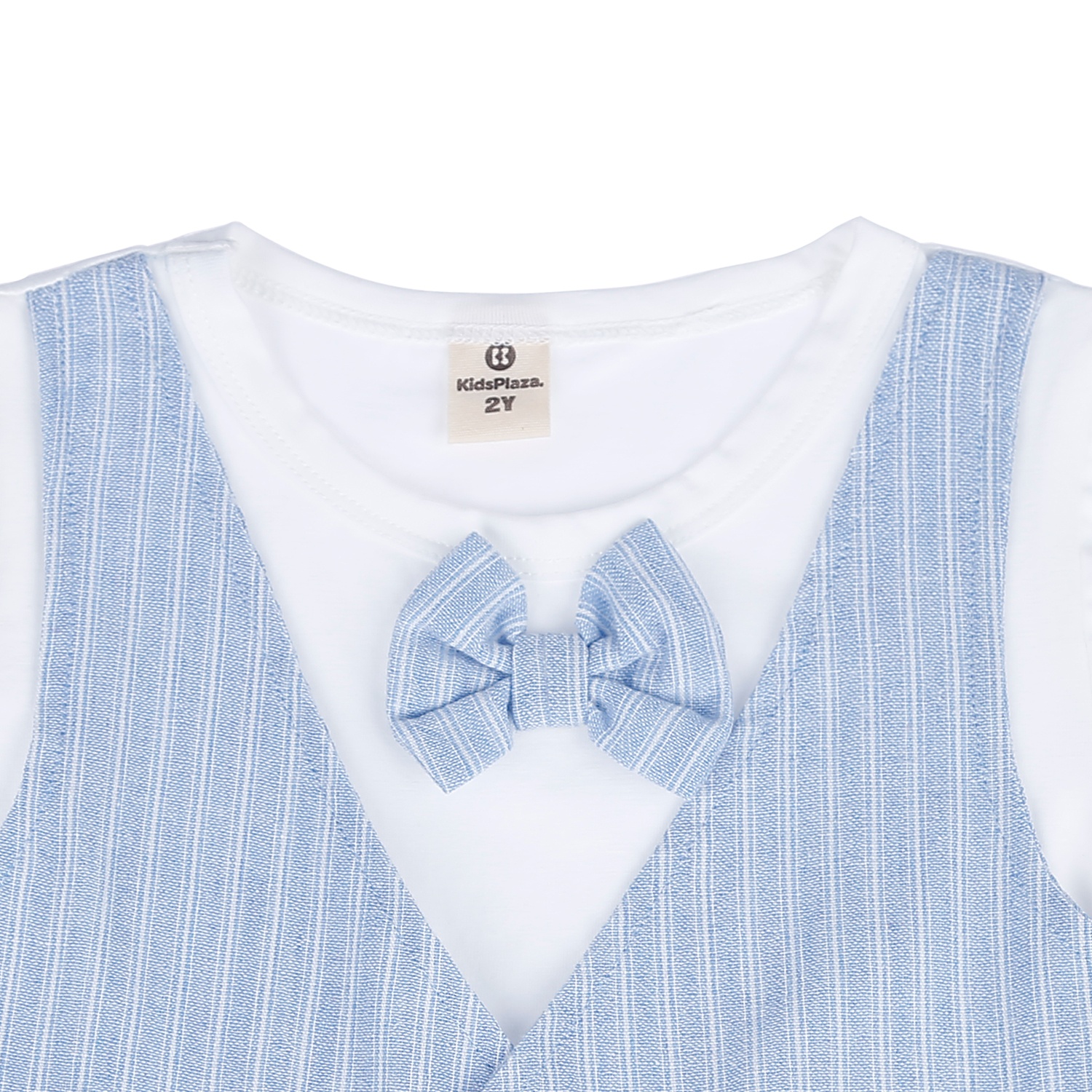 Bộ quần áo Gile kẻ sọc cộc tay bé trai KidsPlaza M21H (Xanh) hình 3