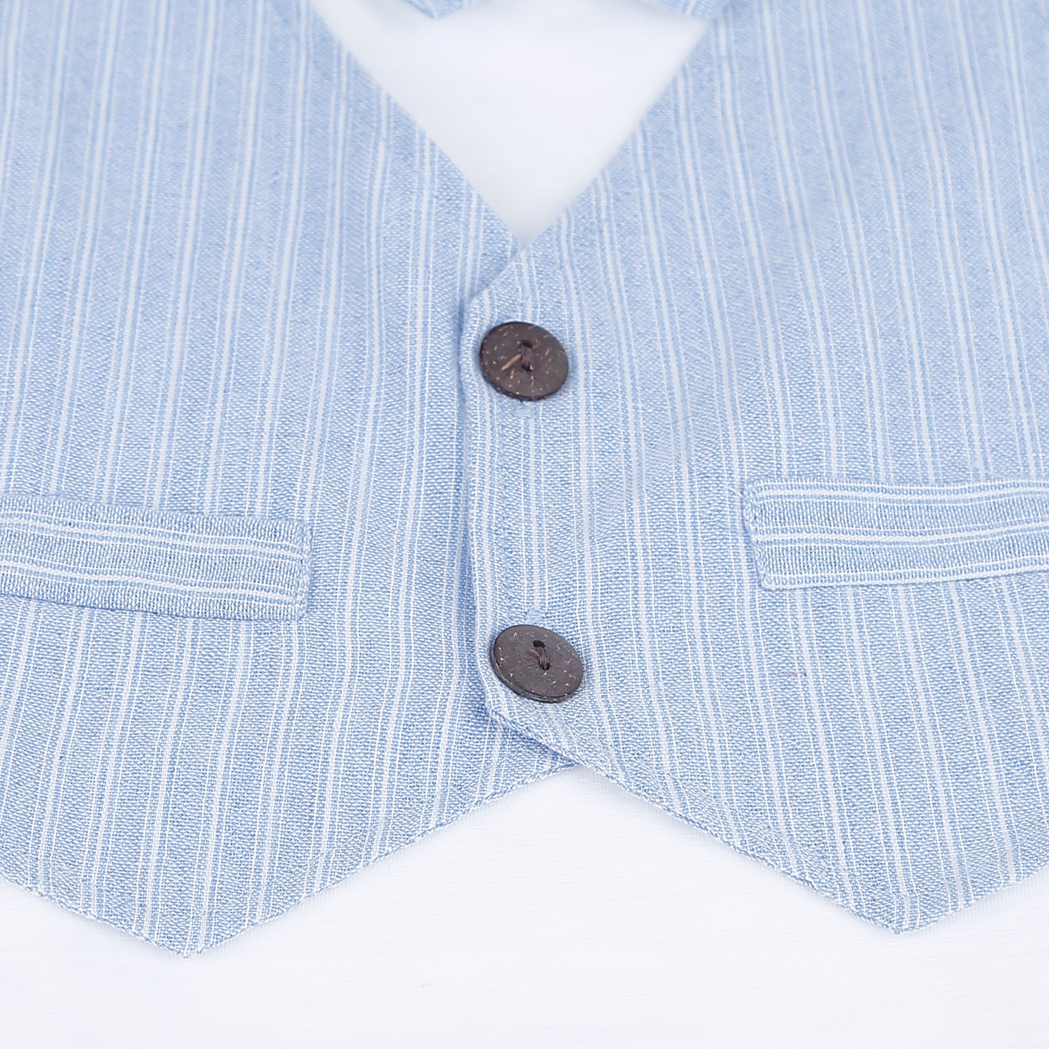 Bộ quần áo Gile kẻ sọc cộc tay bé trai KidsPlaza M21H (Xanh) hình 4