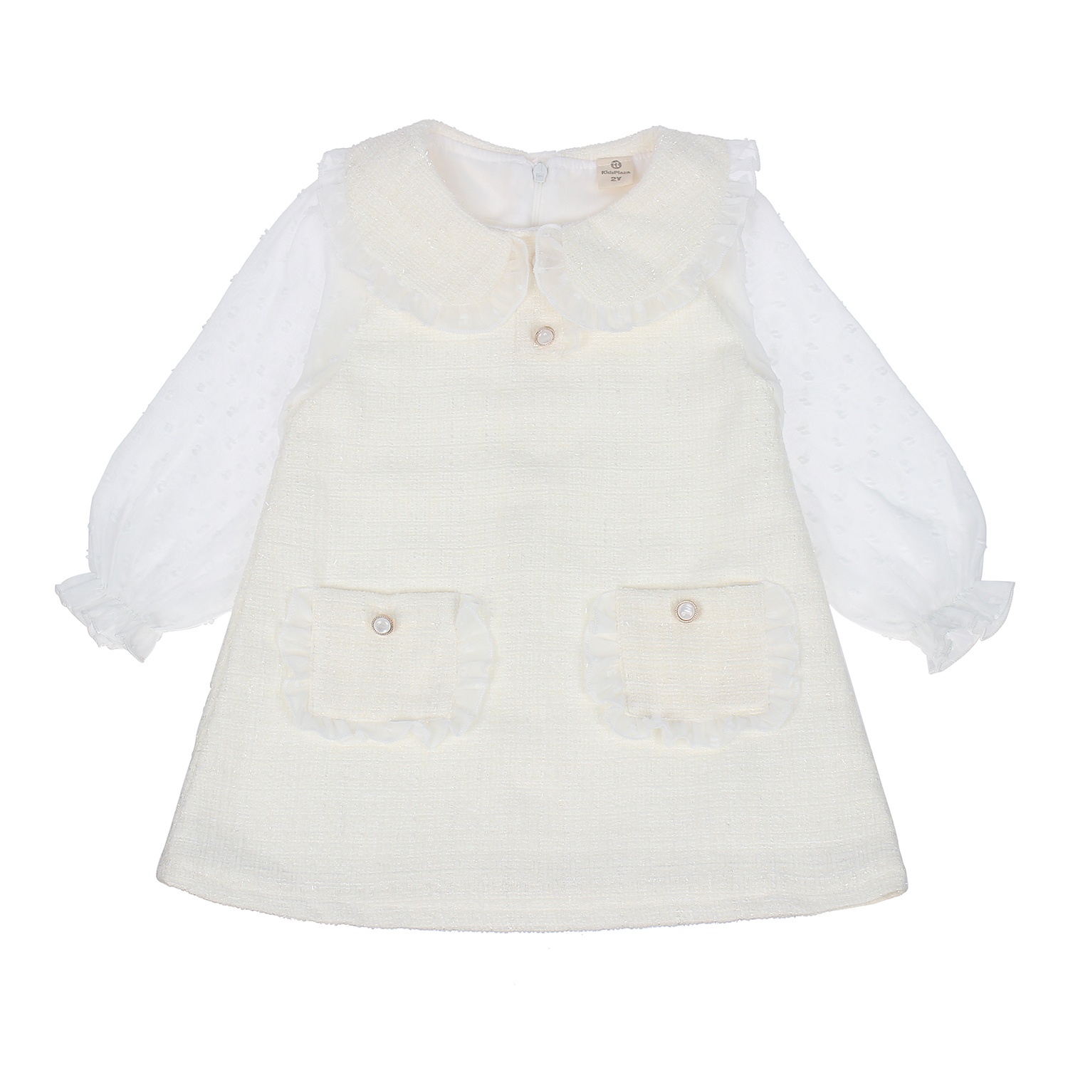 Váy dạ thời trang bé gái KidsPlaza cổ sen phối tay bèo M20D hình 2