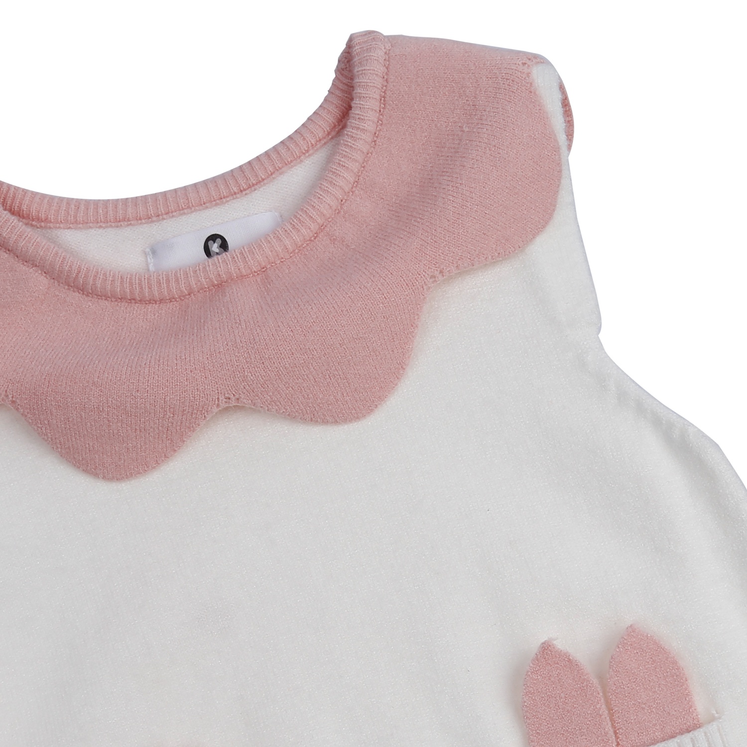 Áo len gile bé gái KidsPlaza cổ hoa HN21D (Trắng) hình 3