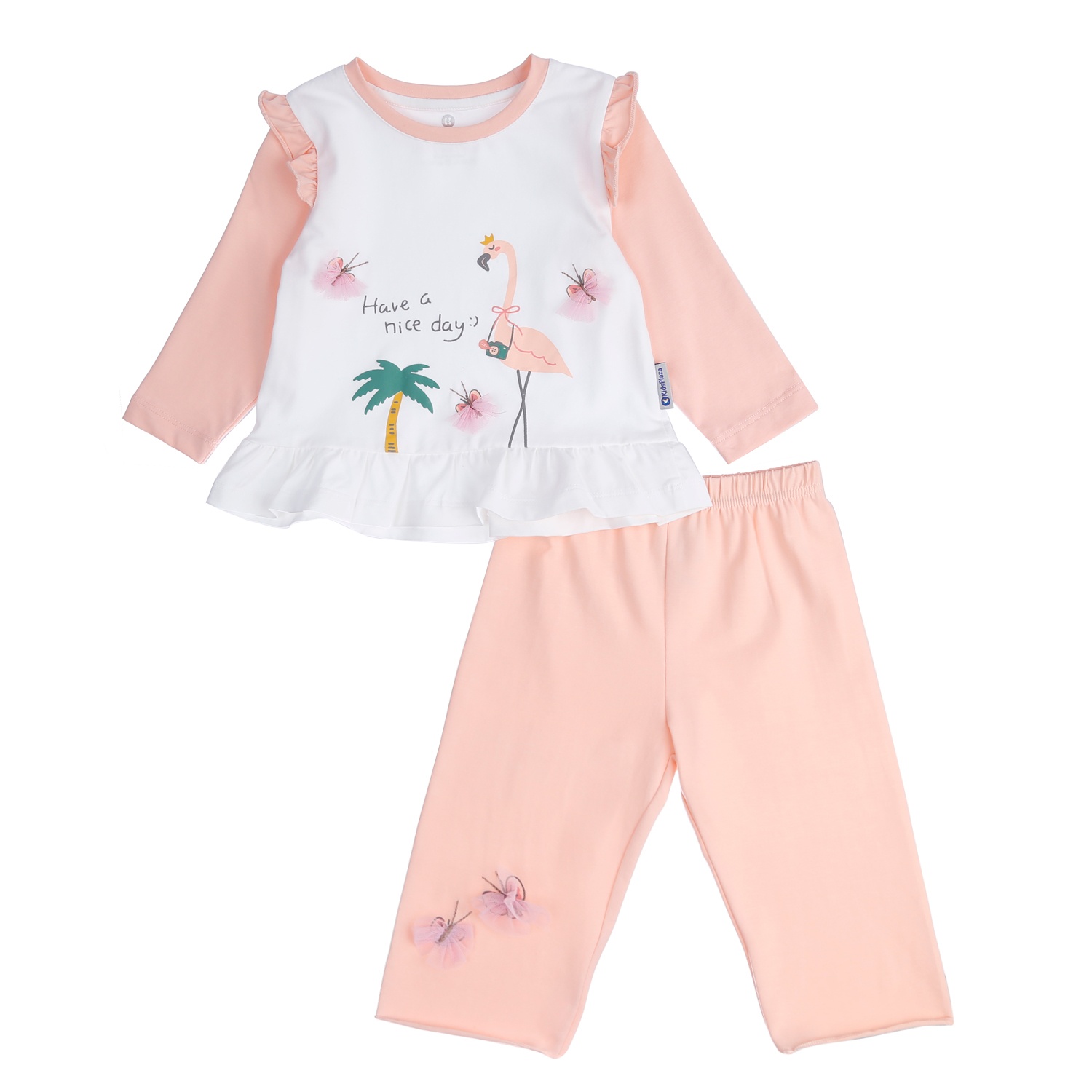 Bộ quần áo bé gái KidsPlaza in chú hạc TT21T (Cam Hồng) hình 1