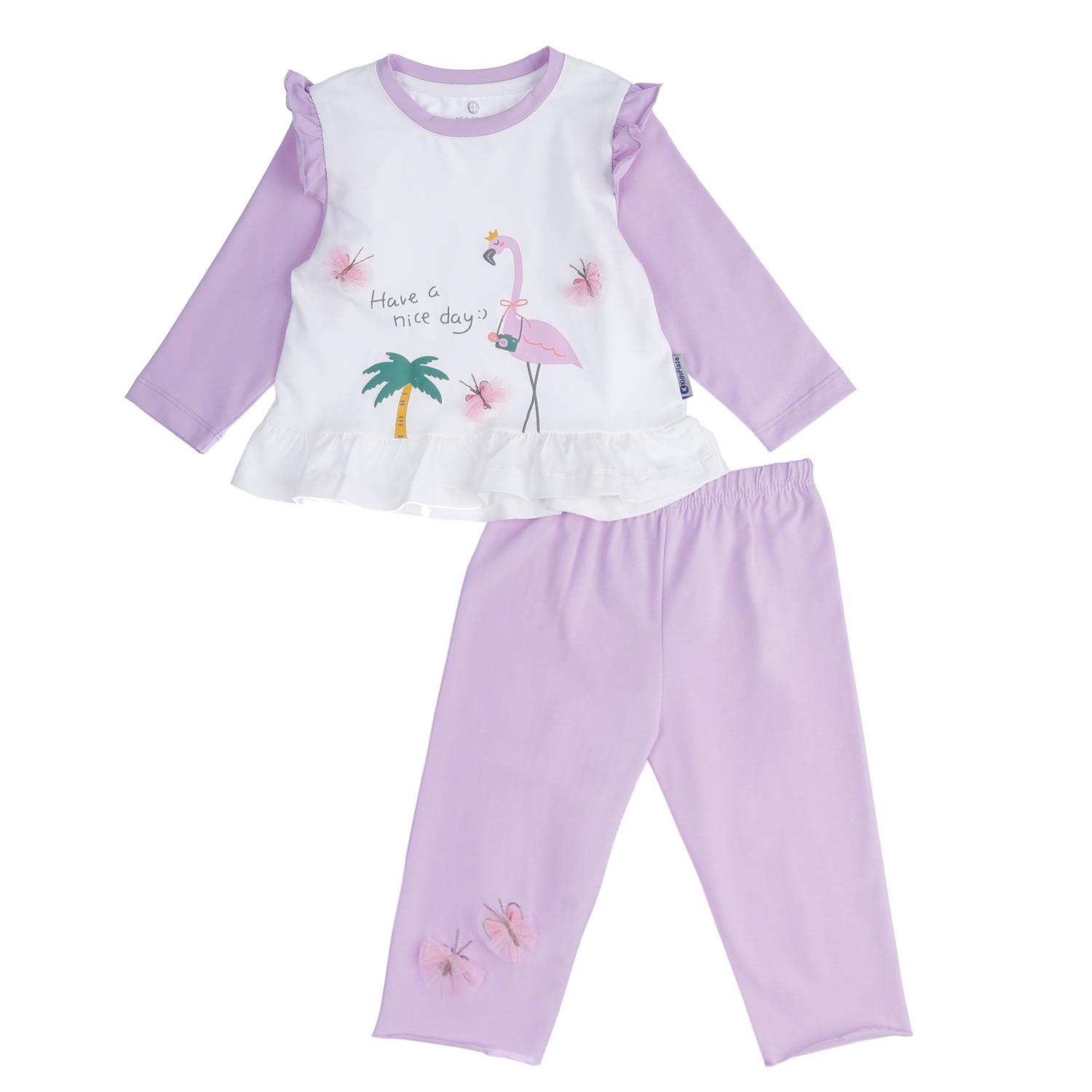 Bộ quần áo bé gái KidsPlaza in chú hạc TT21T (Tím) hình 1