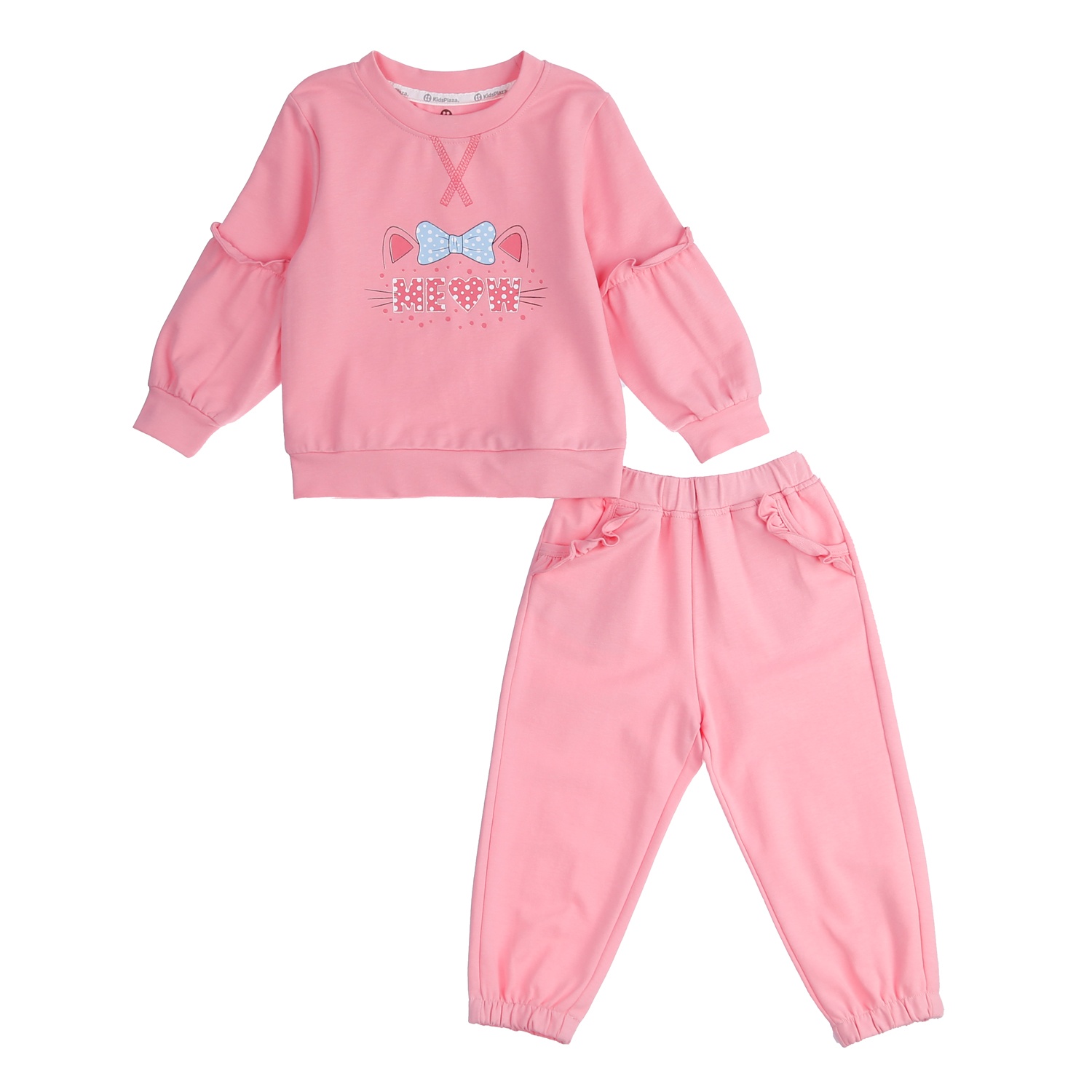 Bộ quần áo da cá dài tay bé gái KidsPlaza in hình mèo HN21T (Hồng) hình 1