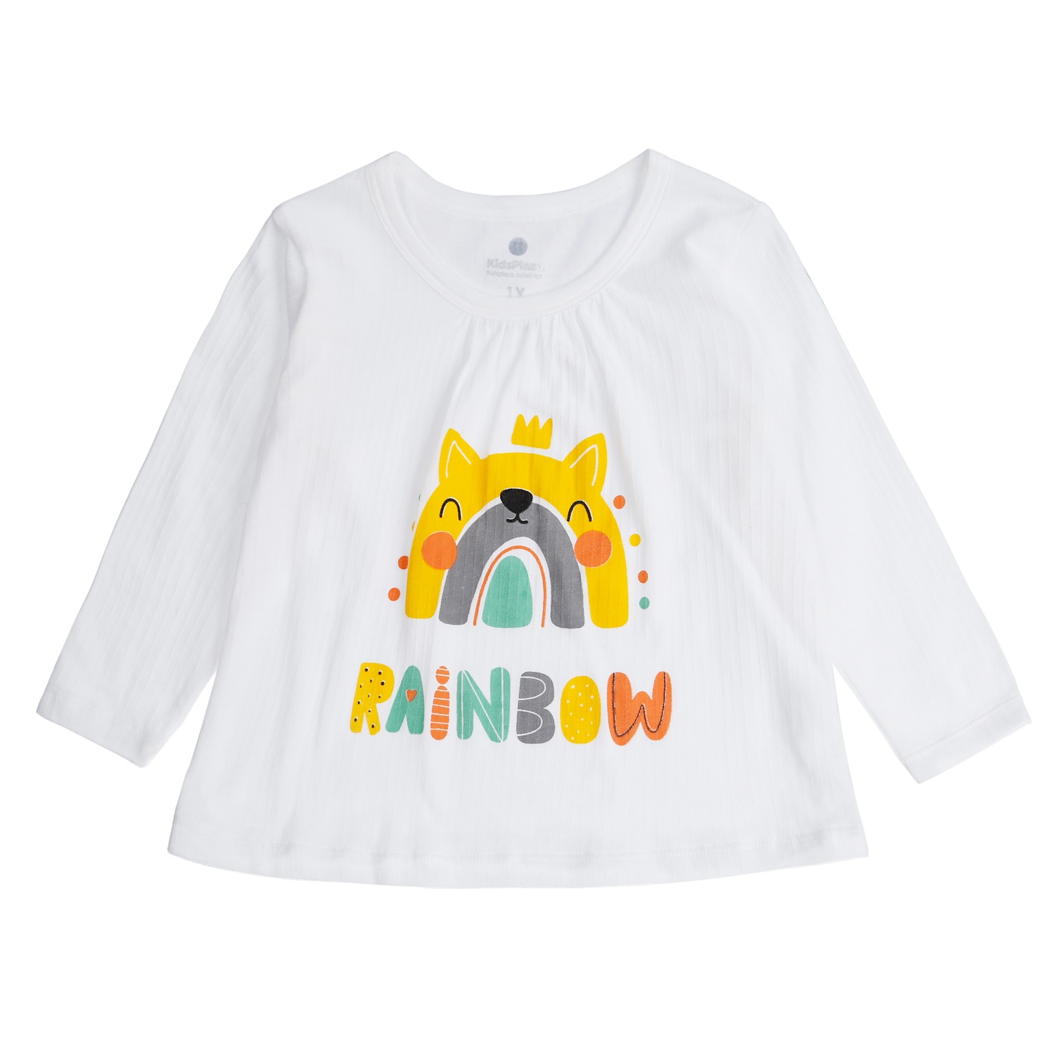 Bộ thời trang bé gái dài tay kẻ sọc in Rainbow KidsPlaza M21T (Trắng vàng) hình 2
