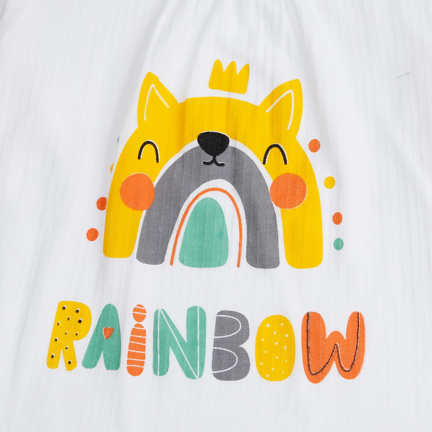 Bộ thời trang bé gái dài tay kẻ sọc in Rainbow KidsPlaza M21T (Trắng vàng) hình 4