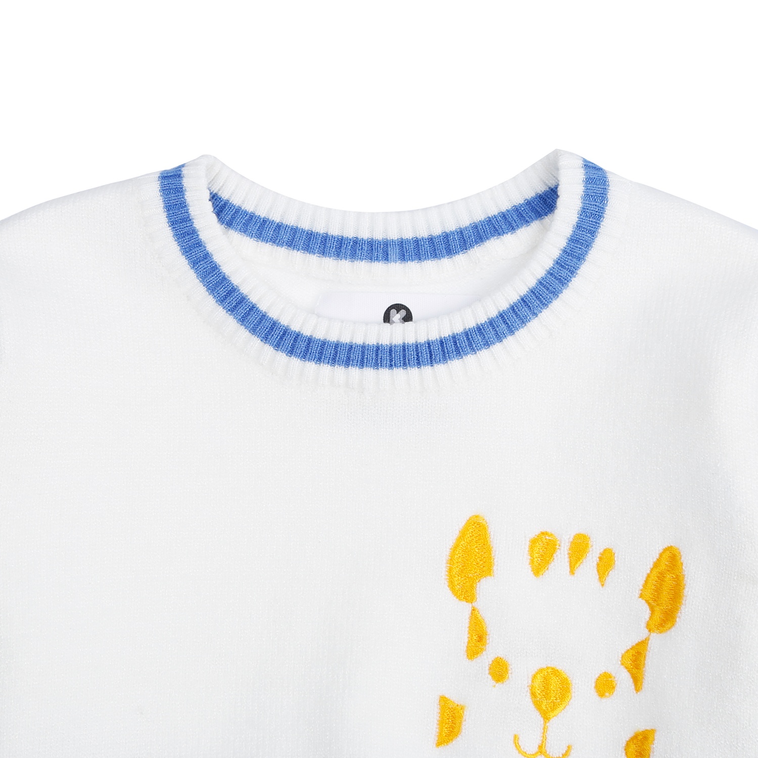 Áo len dài tay bé trai KidsPlaza có túi kẻ ngang thêu hình hổ HN21D (Trắng Xanh) hình 2