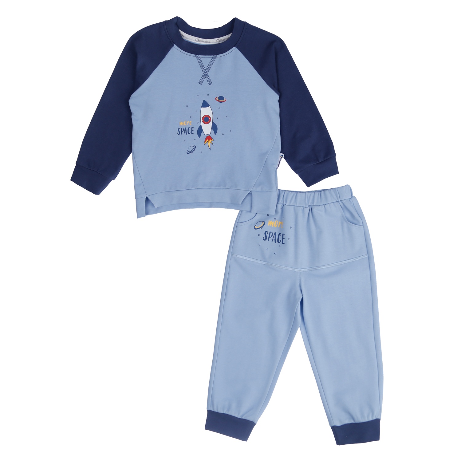 Bộ nỉ da cá bé trai Kids Plaza in hình tên lửa HN21T (Xanh) hình 1