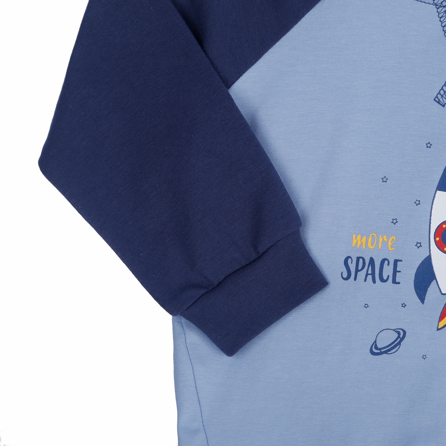 Bộ nỉ da cá bé trai Kids Plaza in hình tên lửa HN21T (Xanh) hình 2